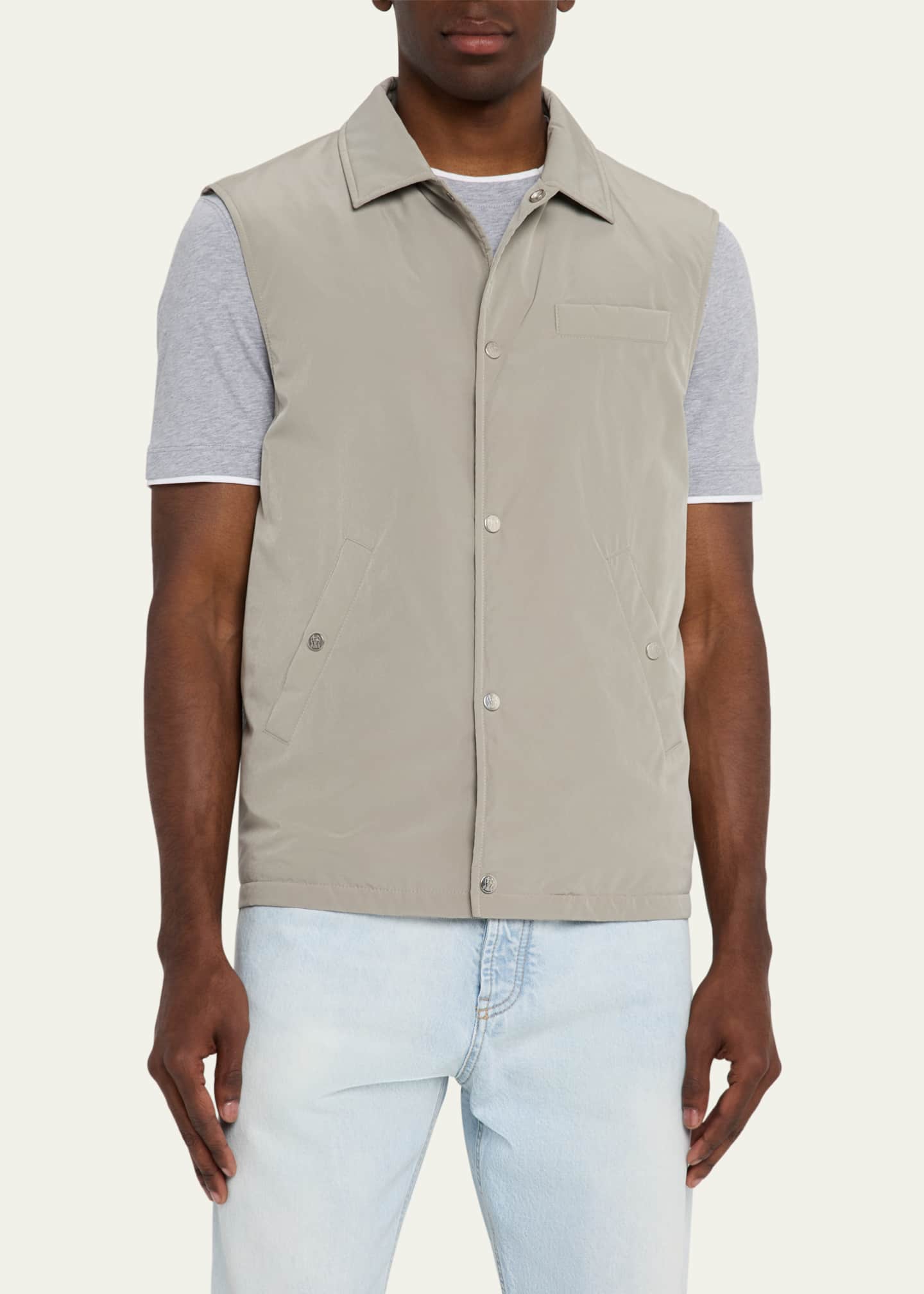 Brunello Cucinelli Men's Water Resistant Snap-Front Vest Image 4 of 5