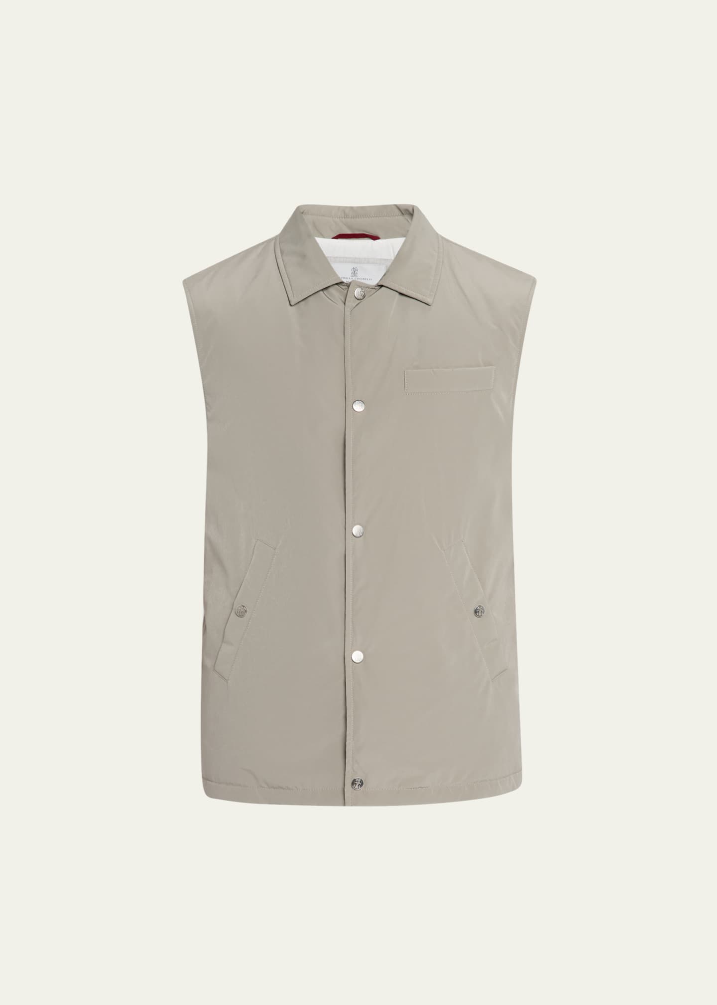 Brunello Cucinelli Men's Water Resistant Snap-Front Vest Image 1 of 5