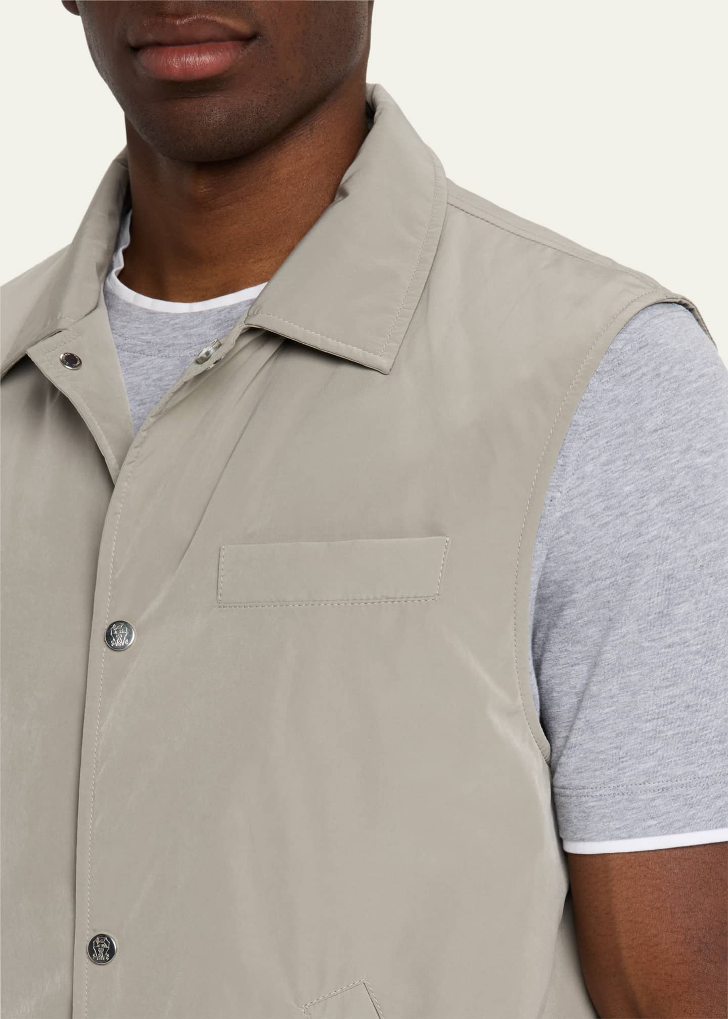 Brunello Cucinelli Men's Water Resistant Snap-Front Vest Image 5 of 5