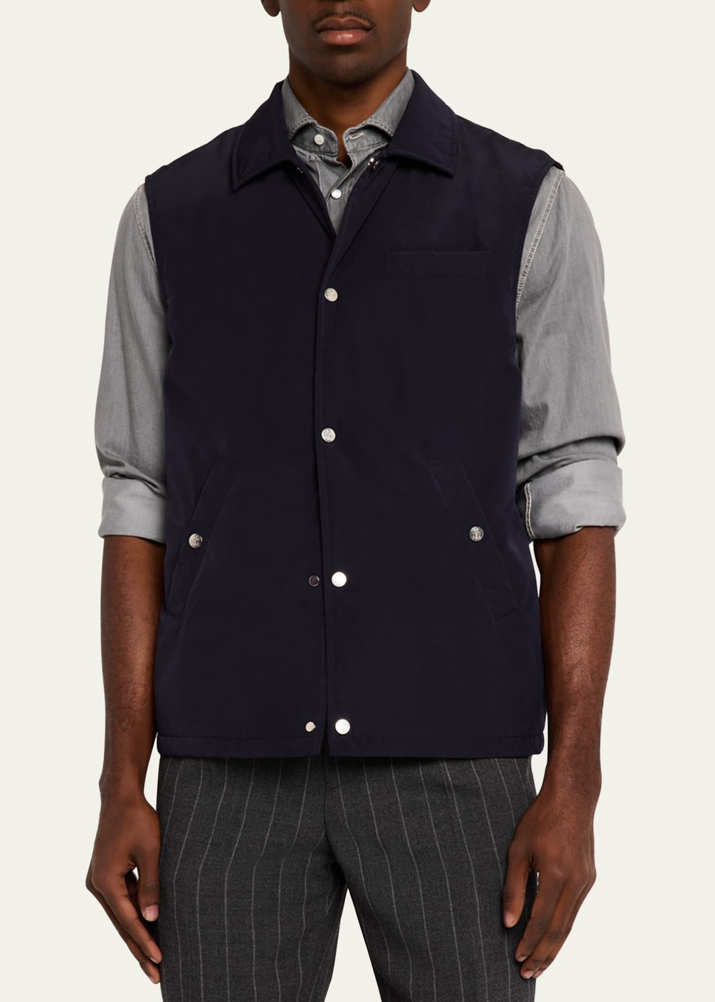 Brunello Cucinelli Men's Water Resistant Snap-Front Vest Image 4 of 5