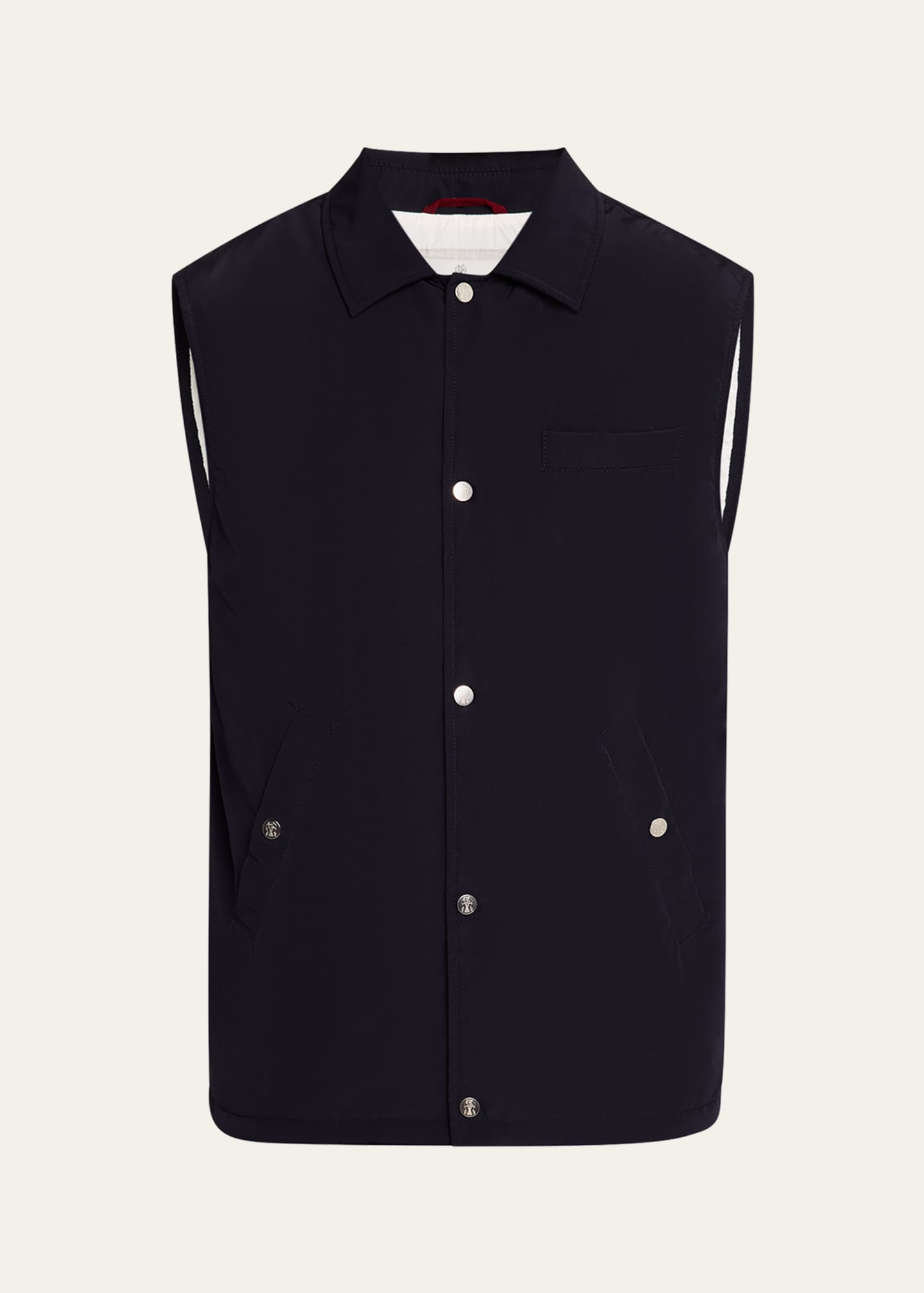 Brunello Cucinelli Men's Water Resistant Snap-Front Vest Image 1 of 5