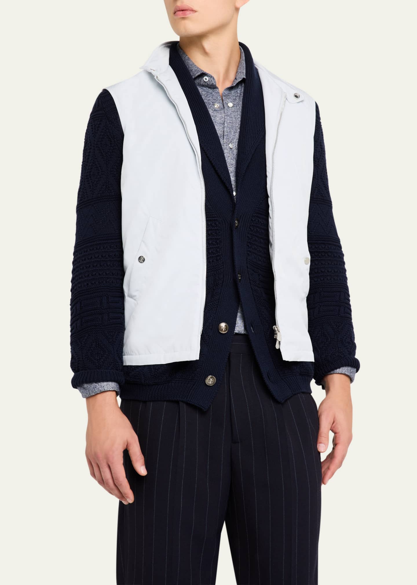 Brunello Cucinelli Men's Water-Resistant Microfiber Full-Zip Vest Image 4 of 5