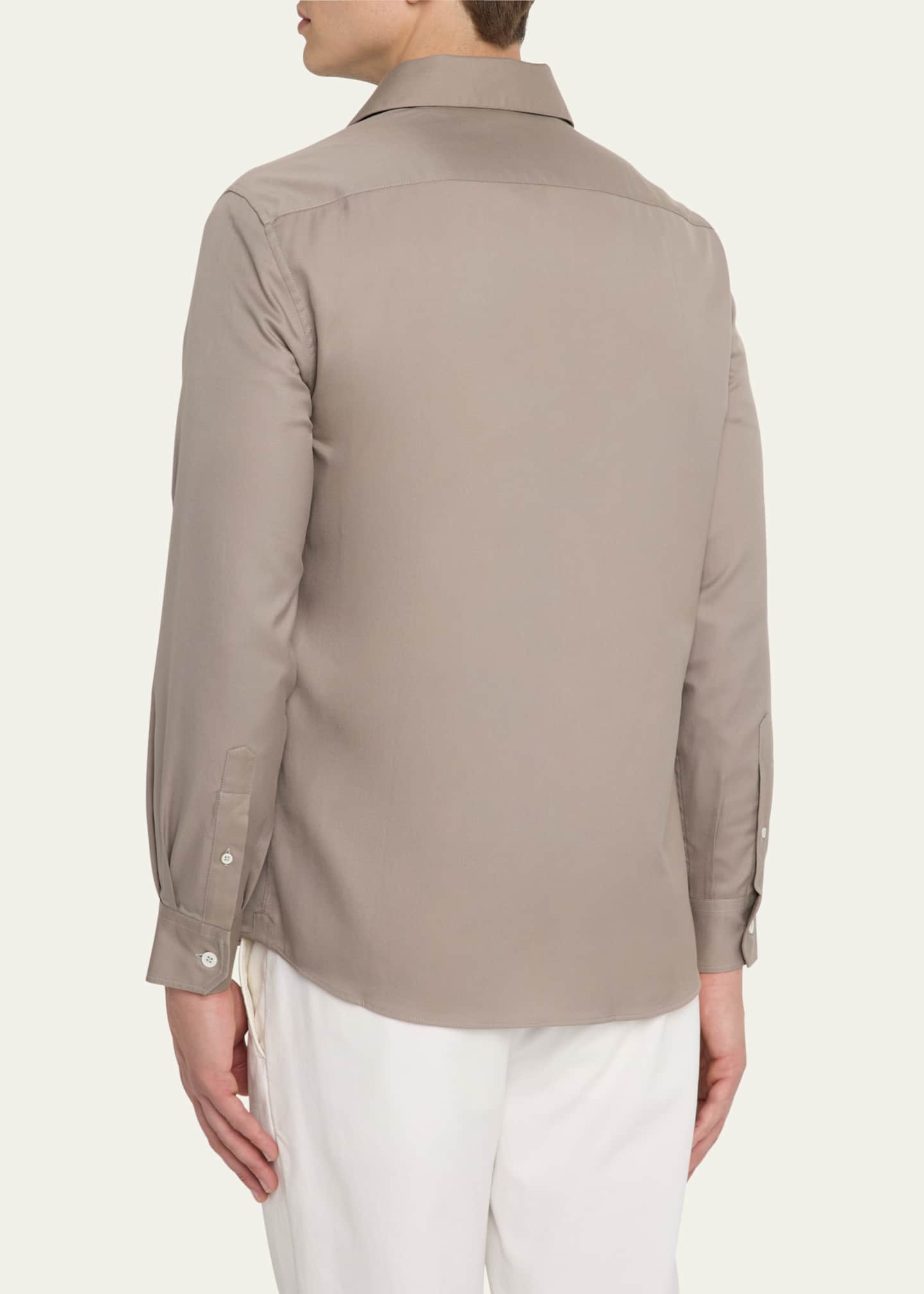 Brunello Cucinelli Men's Twill Two-Pocket Casual Button-Down Shirt Image 3 of 5