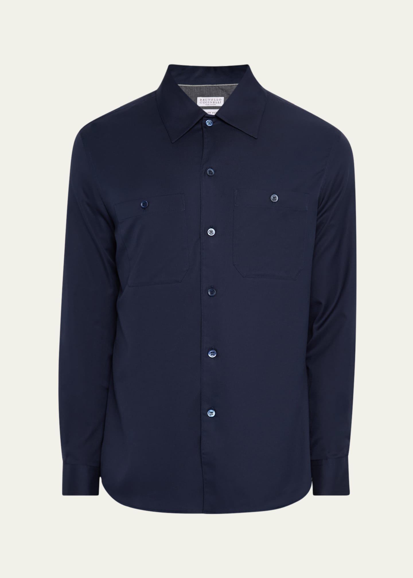 Brunello Cucinelli Men's Twill Two-Pocket Casual Button-Down Shirt Image 1 of 5