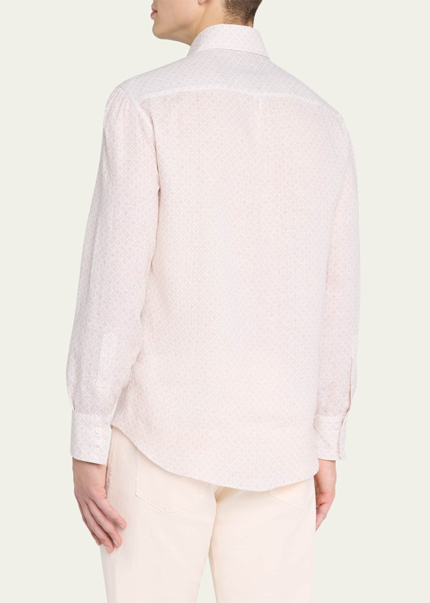 Brunello Cucinelli Men's Printed Linen Sport Shirt Image 3 of 5