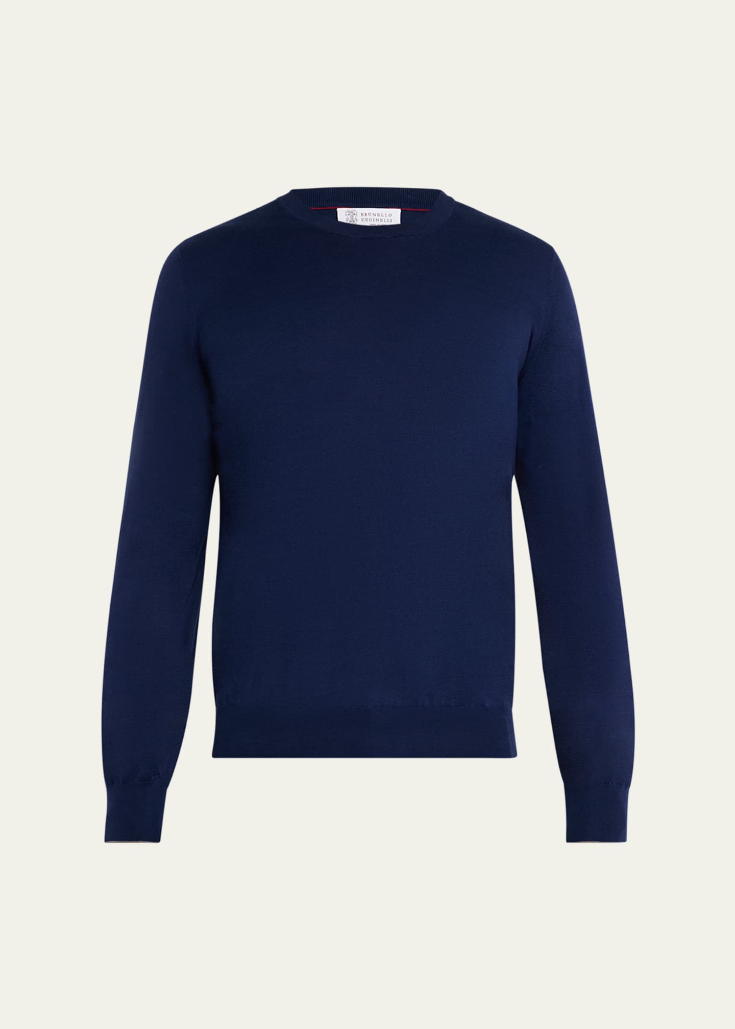 Brunello Cucinelli Men's Cotton Fine Gauge Crewneck Sweater Image 1 of 5