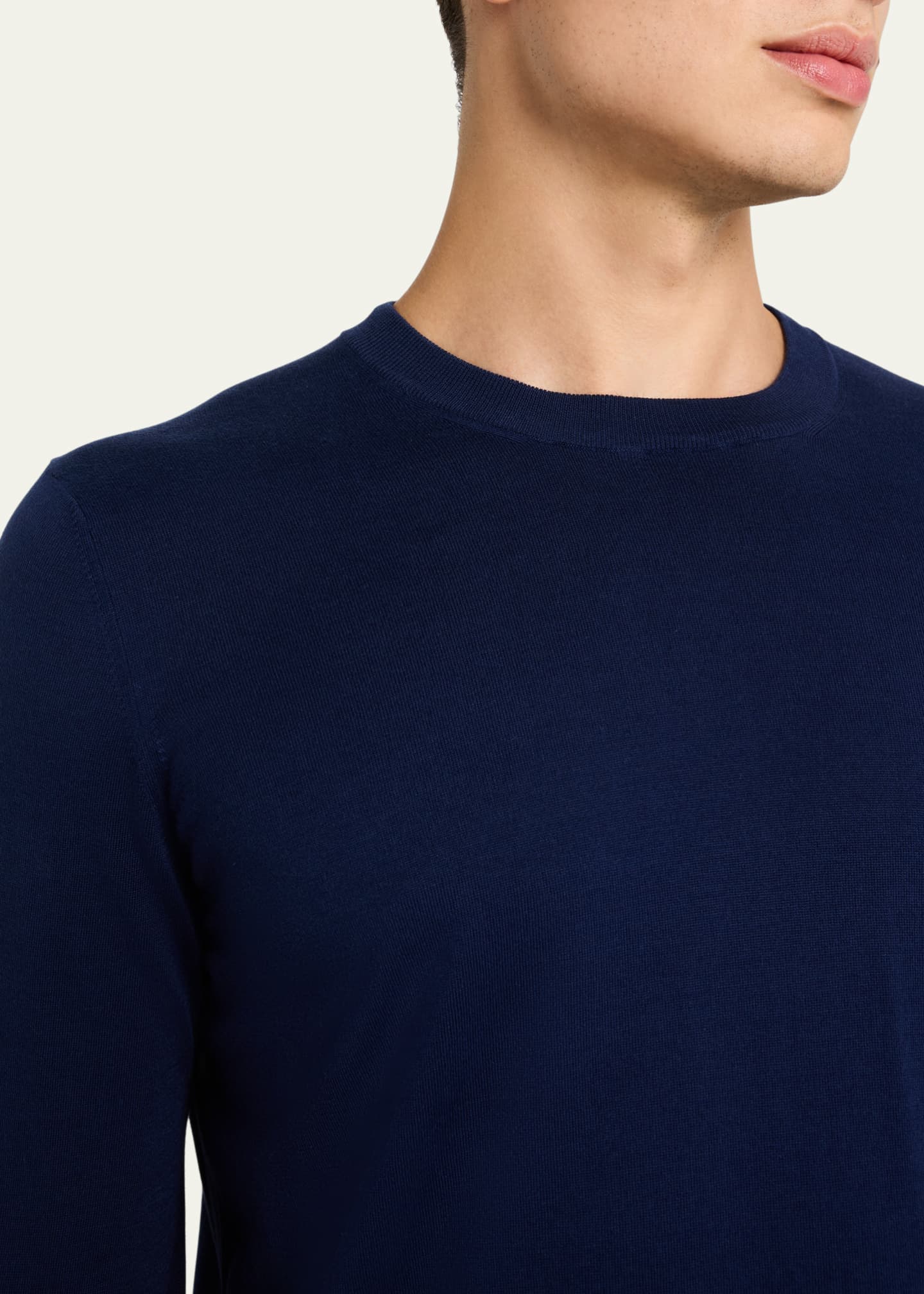 Brunello Cucinelli Men's Cotton Fine Gauge Crewneck Sweater Image 5 of 5