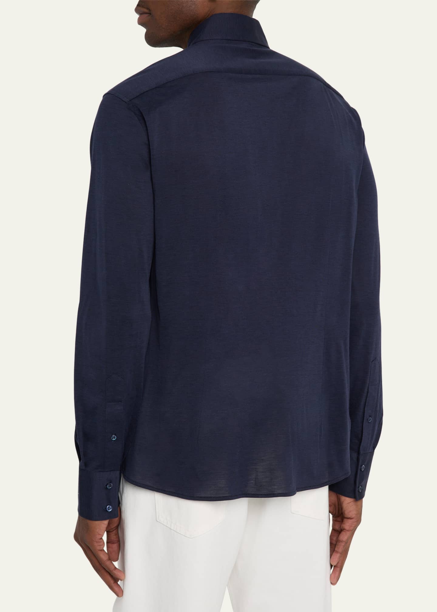 Brunello Cucinelli Men's Silk and Cotton Sport Shirt Image 3 of 5