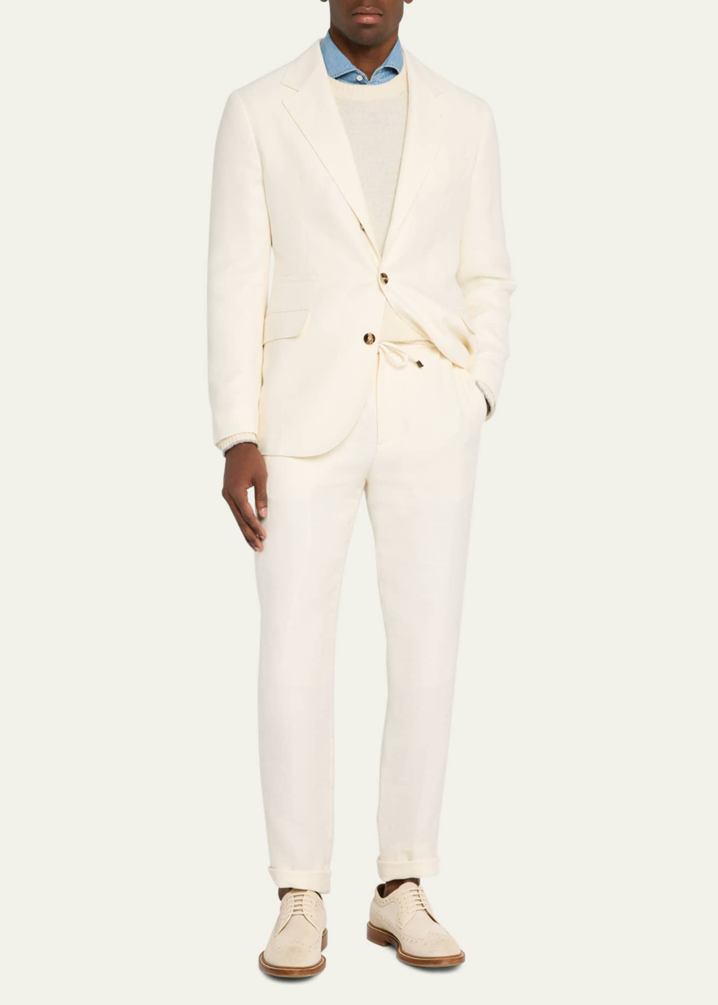 Brunello Cucinelli Men's Diagonal Twill Single-Breasted Sport Coat Image 2 of 8