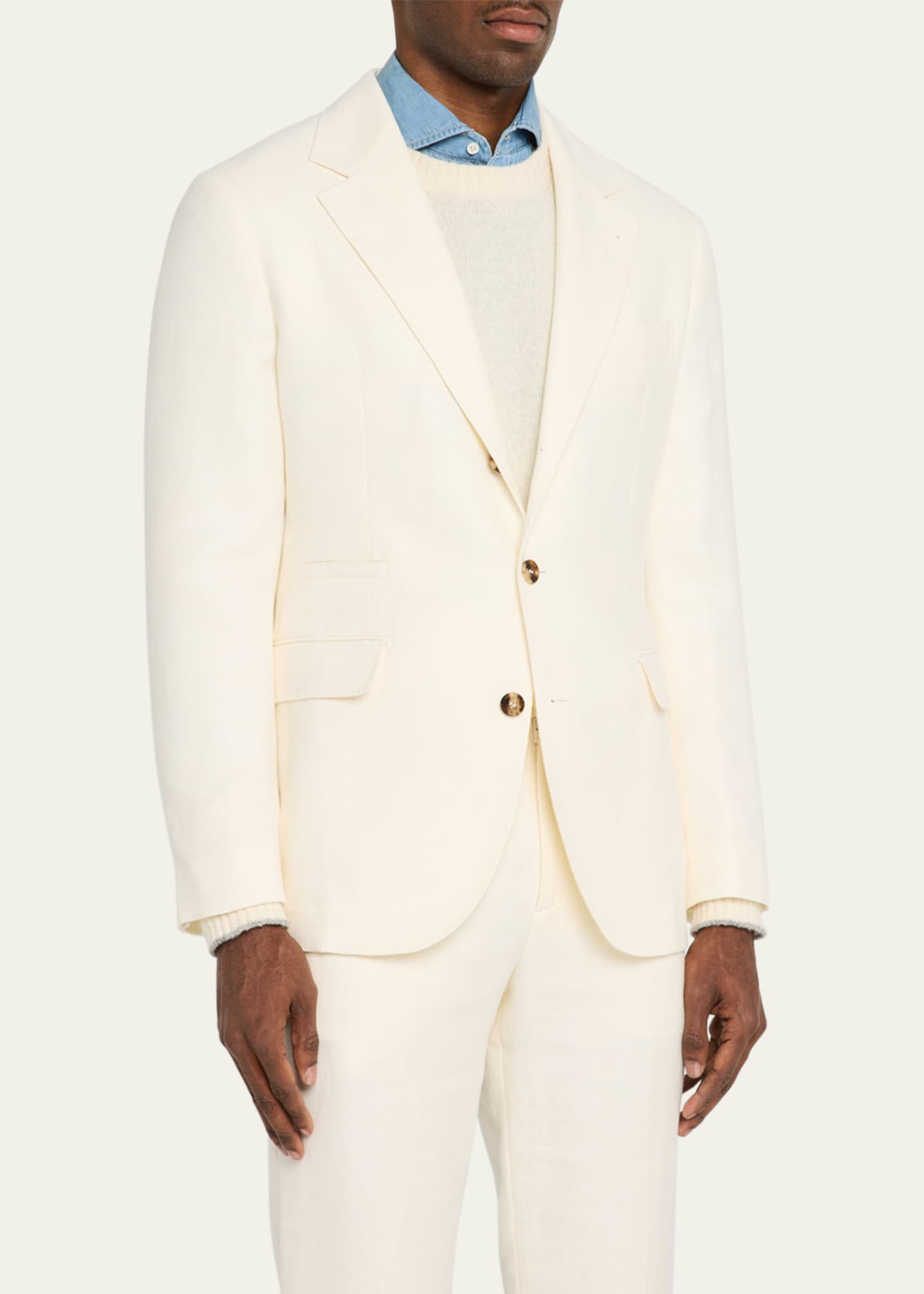 Brunello Cucinelli Men's Diagonal Twill Single-Breasted Sport Coat Image 4 of 8