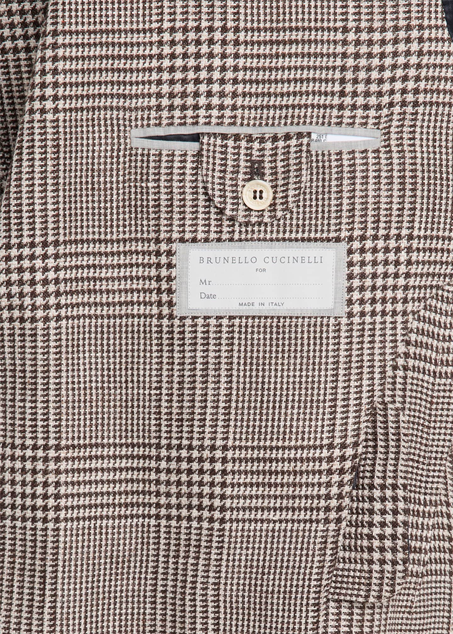 Brunello Cucinelli Men's Prince of Wales Single-Breasted Sport Coat Image 6 of 8