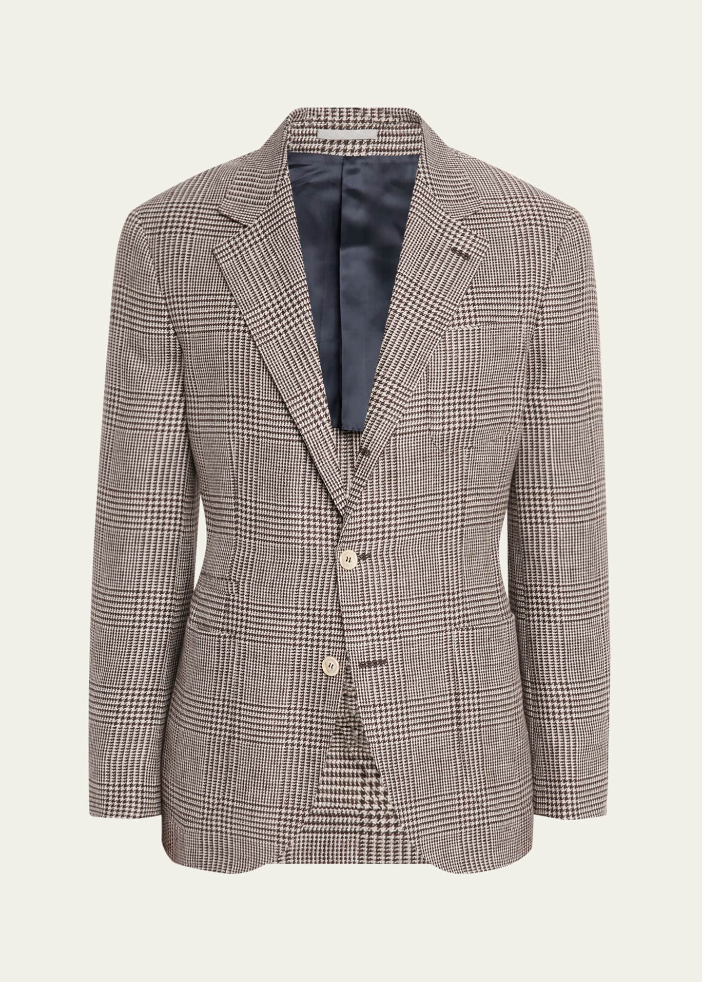 Brunello Cucinelli Men's Prince of Wales Single-Breasted Sport Coat Image 1 of 8