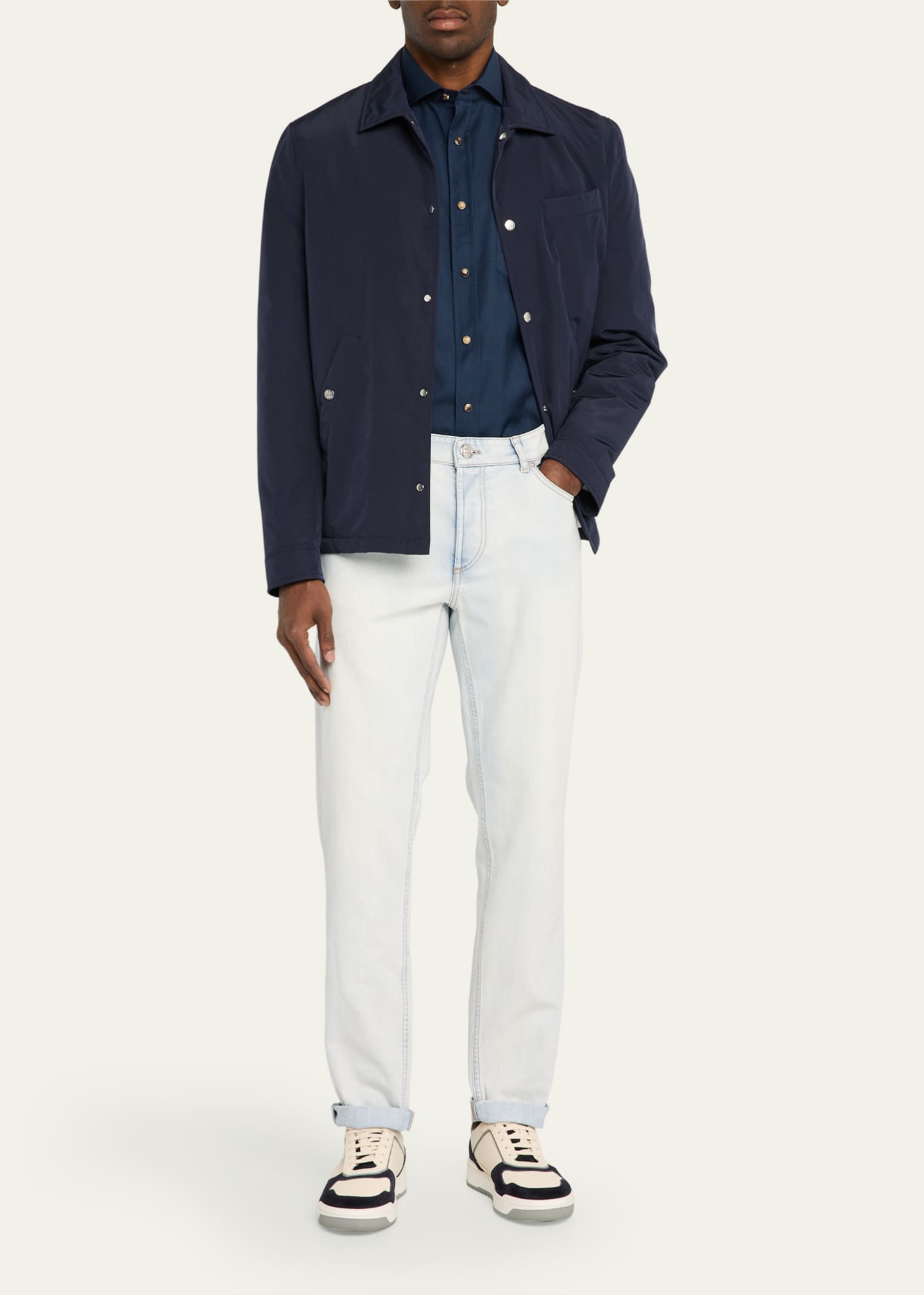 Brunello Cucinelli Men's Water-Resistant Snap Jacket Image 2 of 5