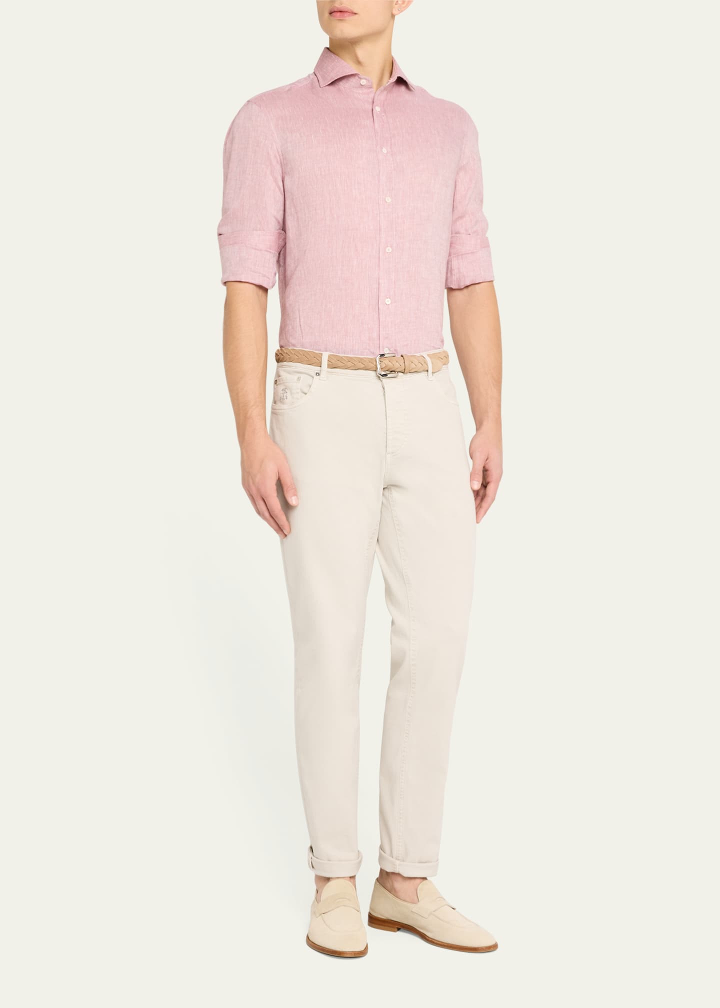 Brunello Cucinelli Men's Linen Sport Shirt Image 2 of 5