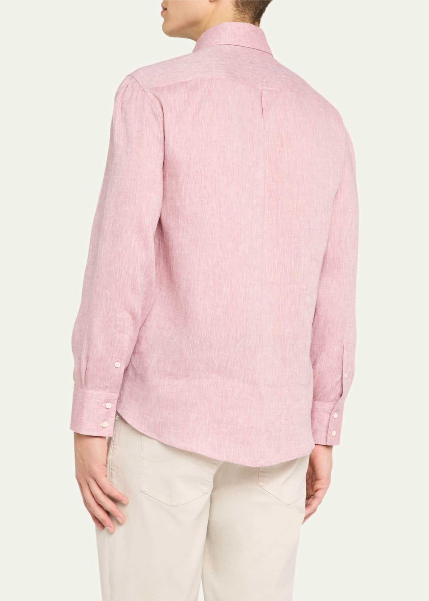 Brunello Cucinelli Men's Linen Sport Shirt Image 3 of 5