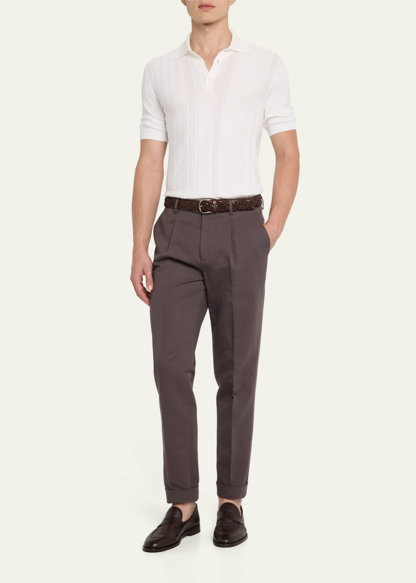Brunello Cucinelli Men's Cotton and Linen Leisure-Fit Pants Image 2 of 5