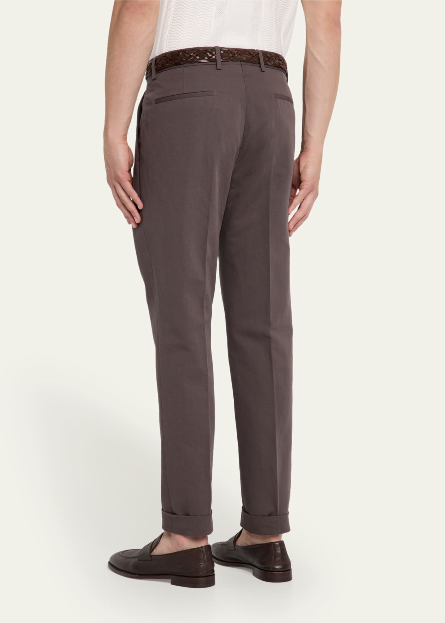 Brunello Cucinelli Men's Cotton and Linen Leisure-Fit Pants Image 3 of 5