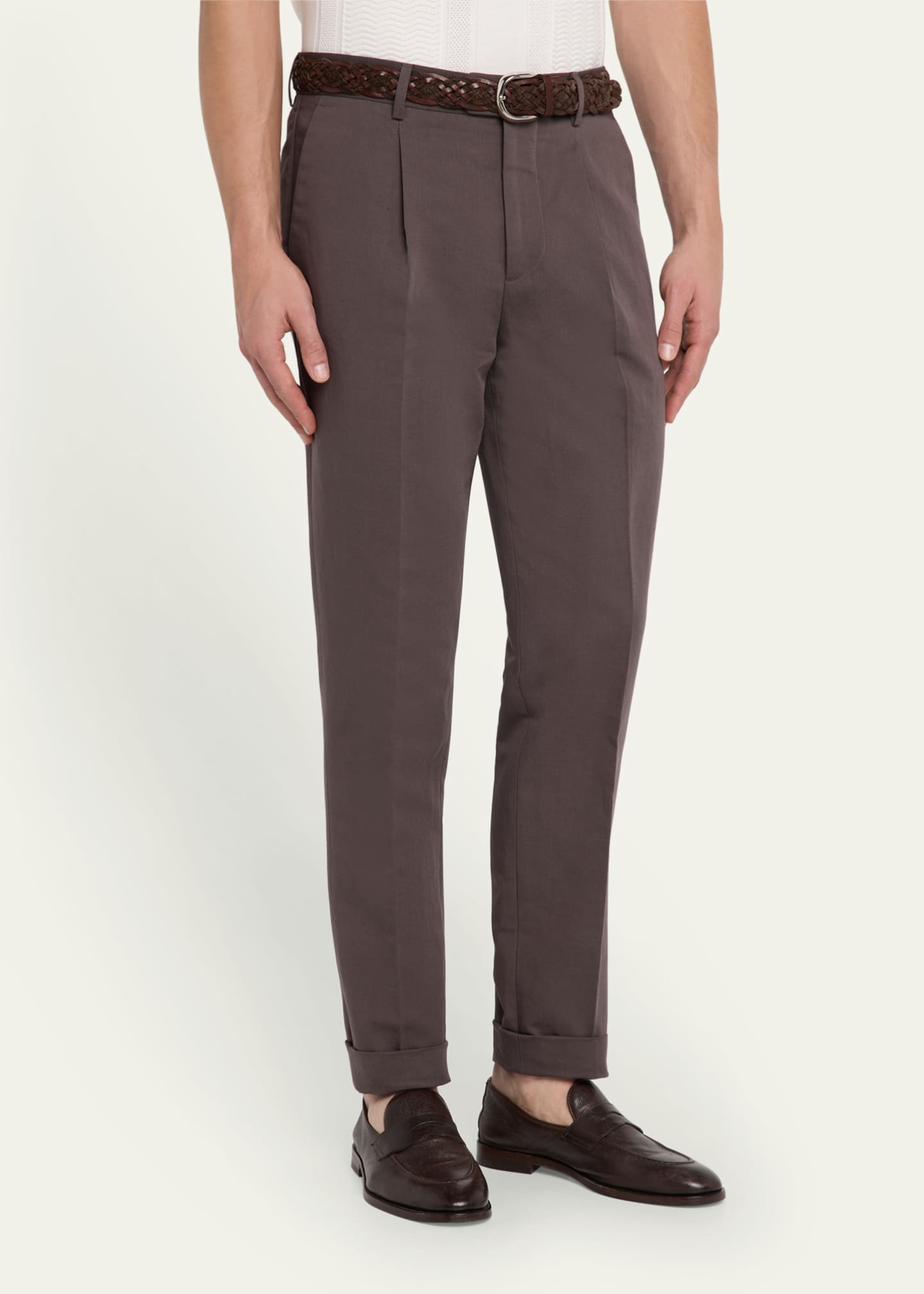 Brunello Cucinelli Men's Cotton and Linen Leisure-Fit Pants Image 4 of 5
