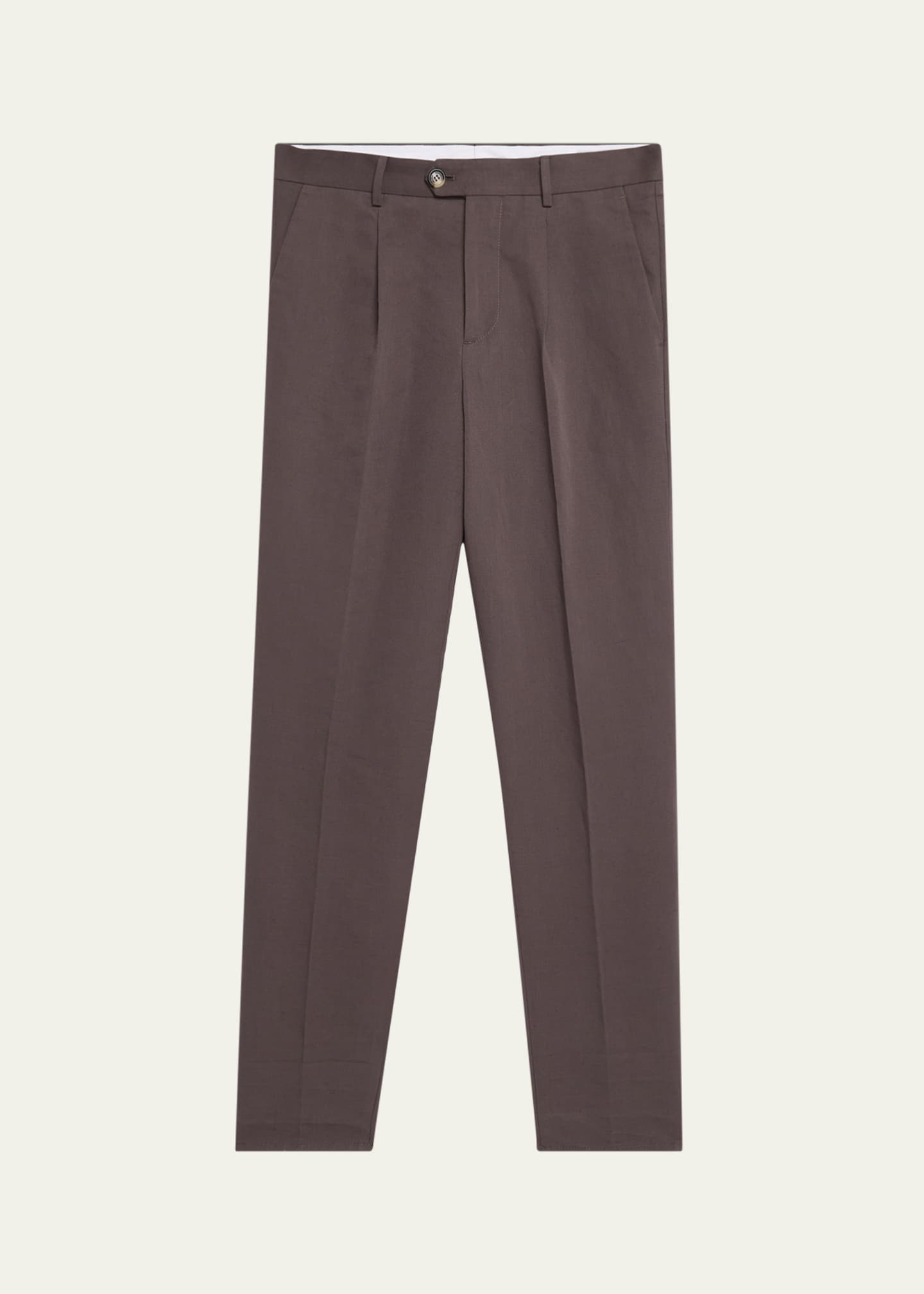 Brunello Cucinelli Men's Cotton and Linen Leisure-Fit Pants Image 1 of 5