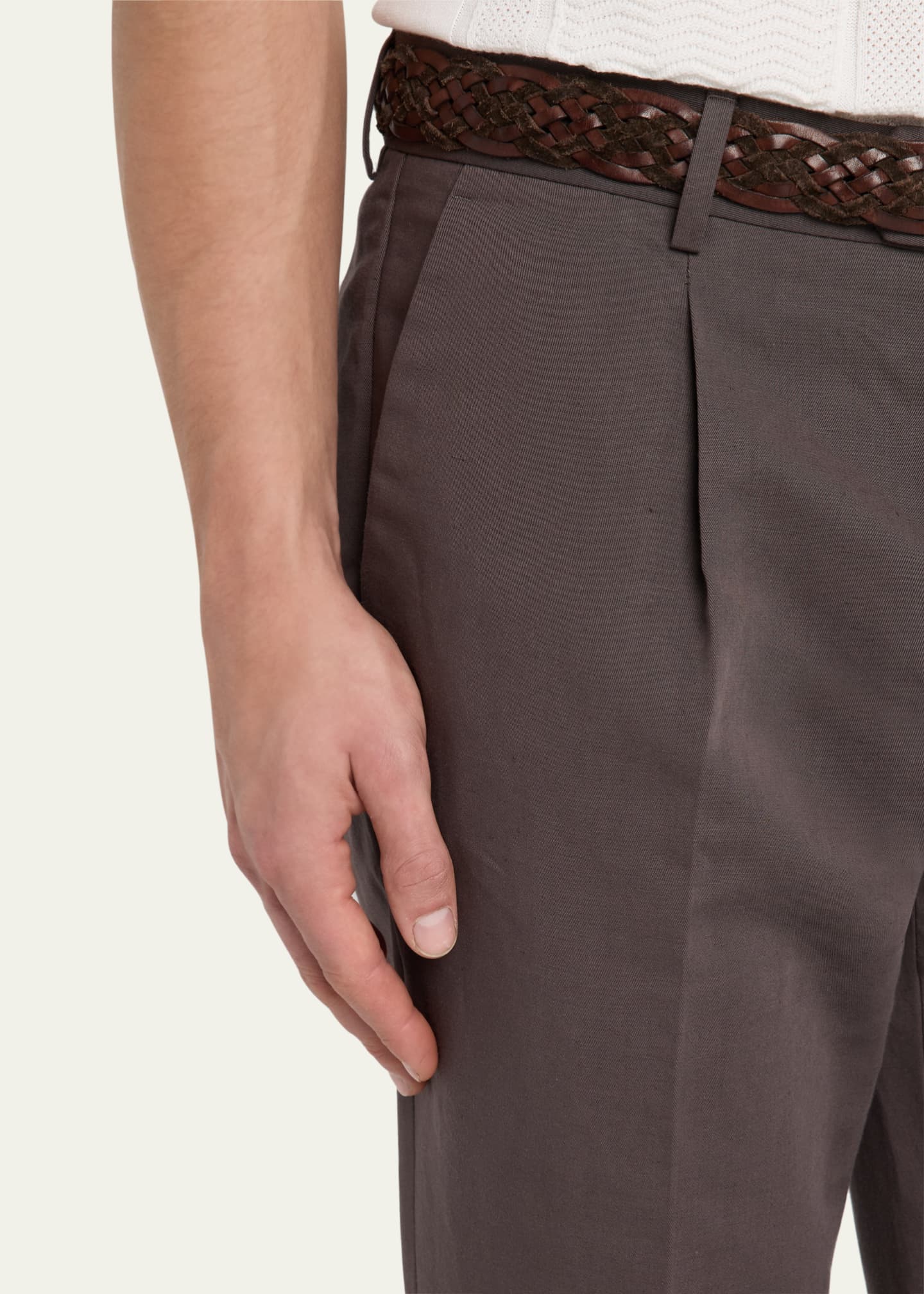 Brunello Cucinelli Men's Cotton and Linen Leisure-Fit Pants Image 5 of 5