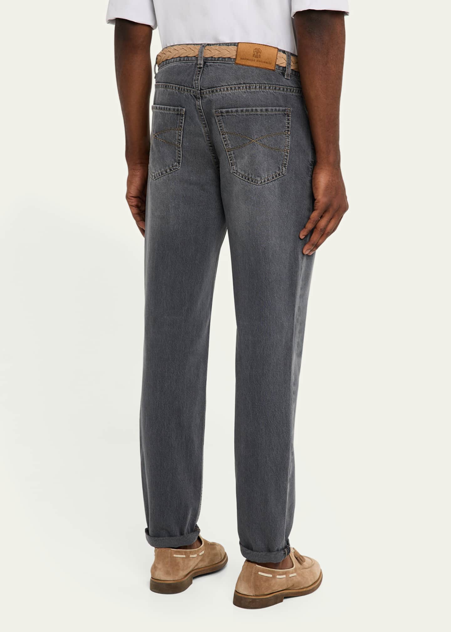 Brunello Cucinelli Men's Traditional-Fit Denim Five-Pocket Pants Image 3 of 5
