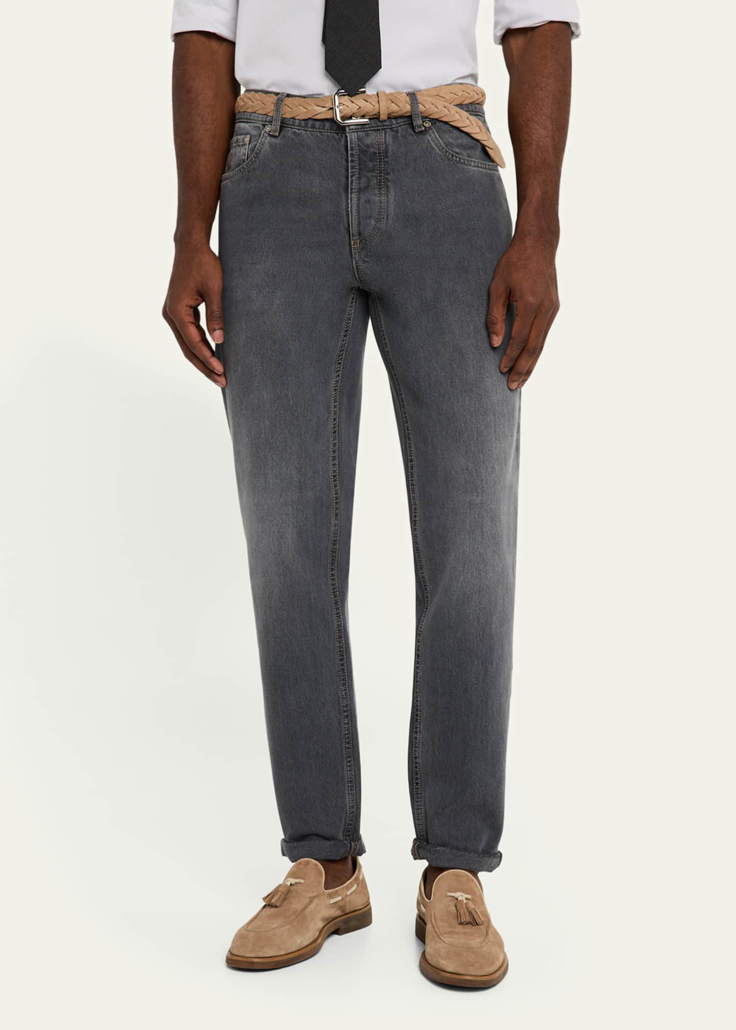 Brunello Cucinelli Men's Traditional-Fit Denim Five-Pocket Pants Image 4 of 5