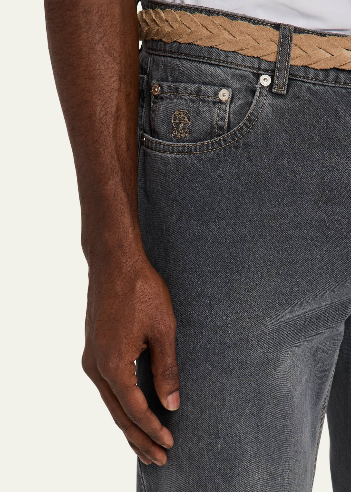 Brunello Cucinelli Men's Traditional-Fit Denim Five-Pocket Pants Image 5 of 5