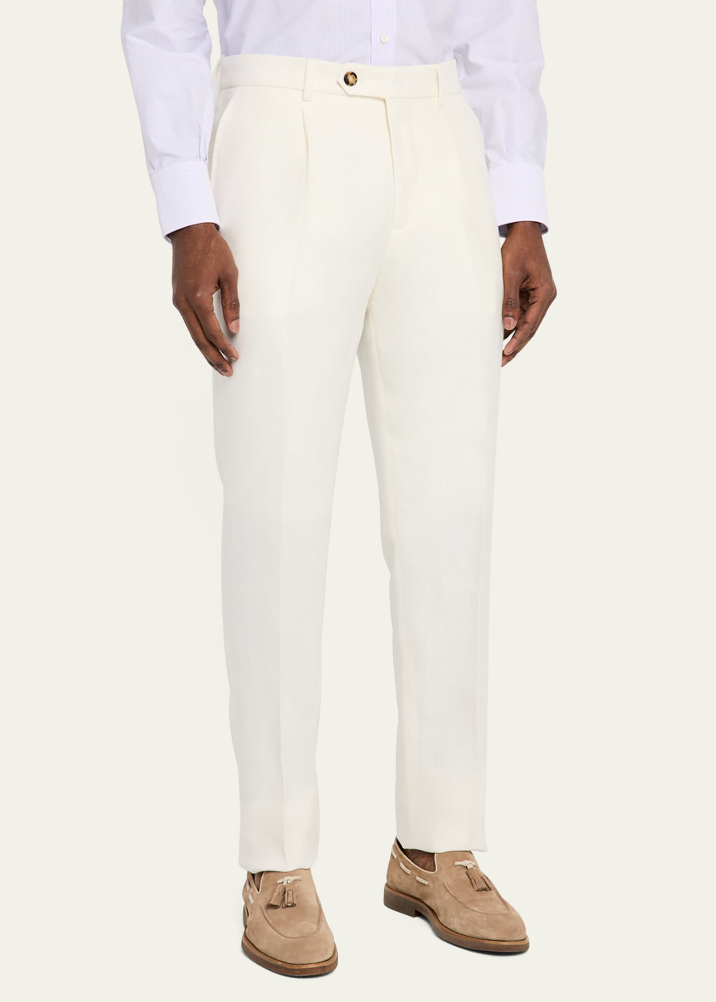 Brunello Cucinelli Men's Straight-Fit Pleated Pants Image 4 of 5