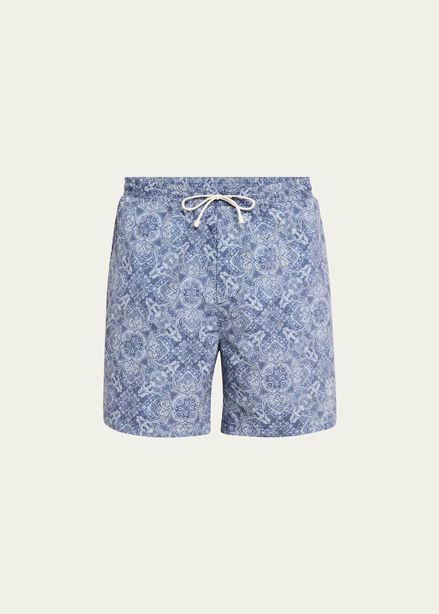 Brunello Cucinelli Men's Printed Swim Trunks Image 1 of 4