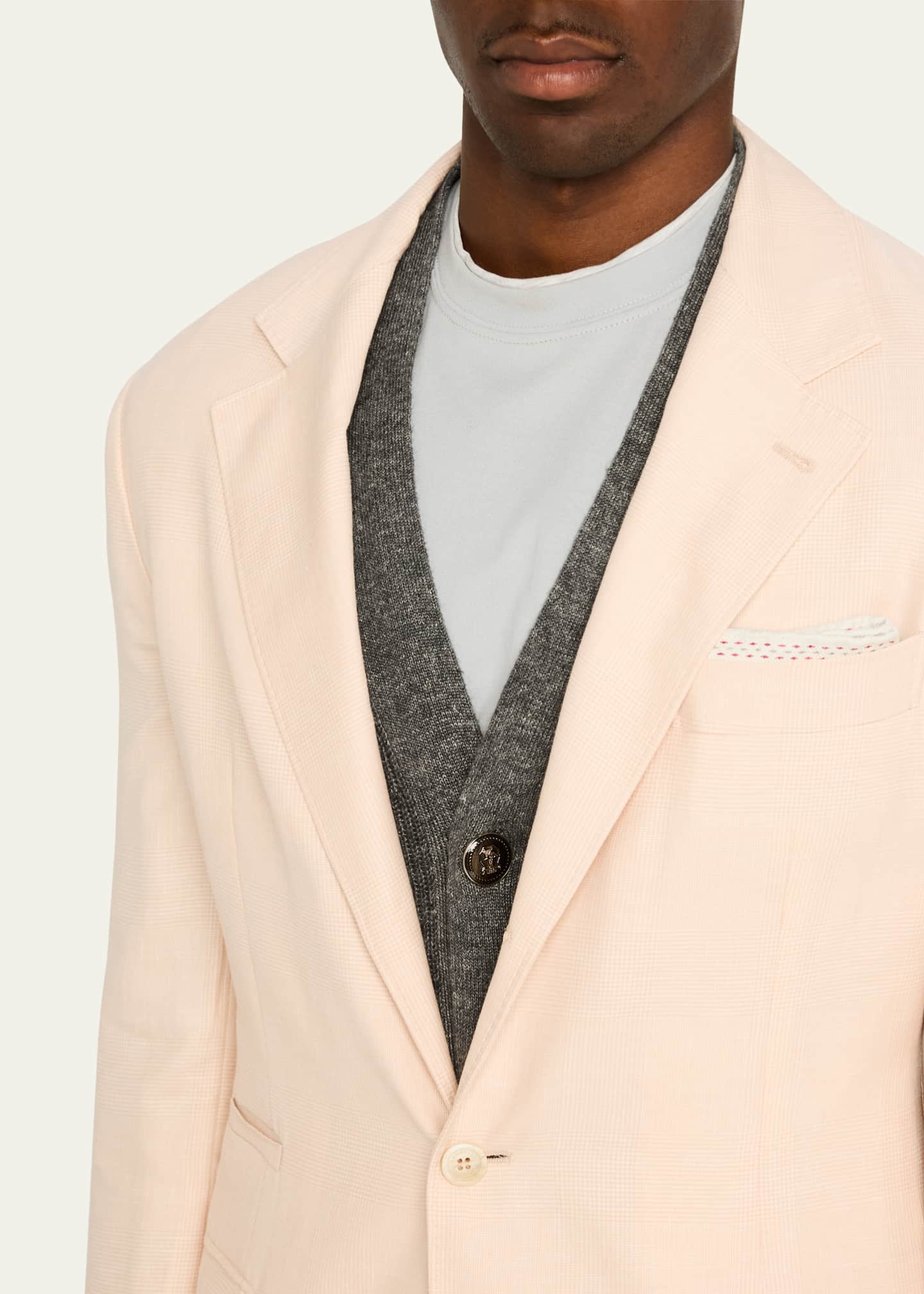 Brunello Cucinelli Men's Mini Prince of Wales Single-Breasted Sport Coat Image 4 of 7