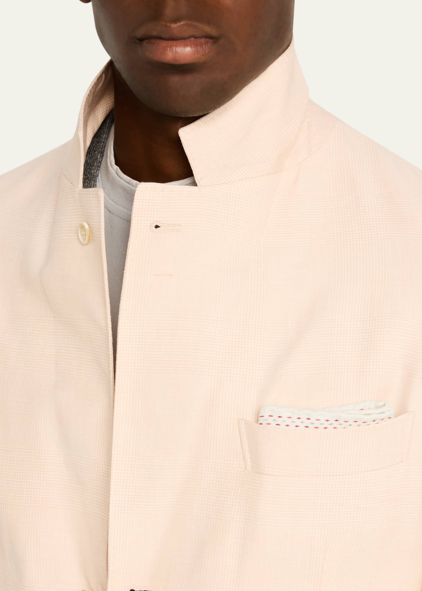 Brunello Cucinelli Men's Mini Prince of Wales Single-Breasted Sport Coat Image 7 of 7