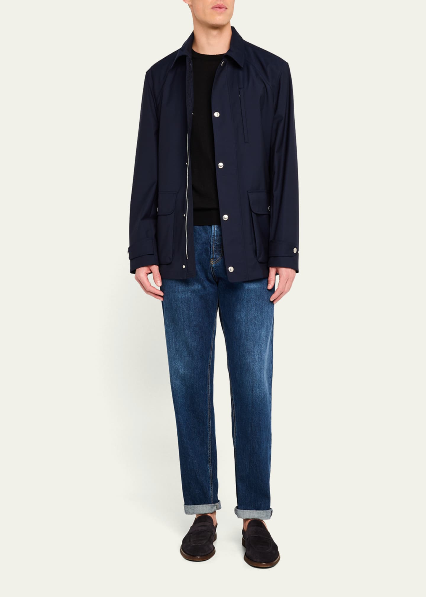 Brunello Cucinelli Men's Wool Full-Zip Travel Jacket Image 2 of 5