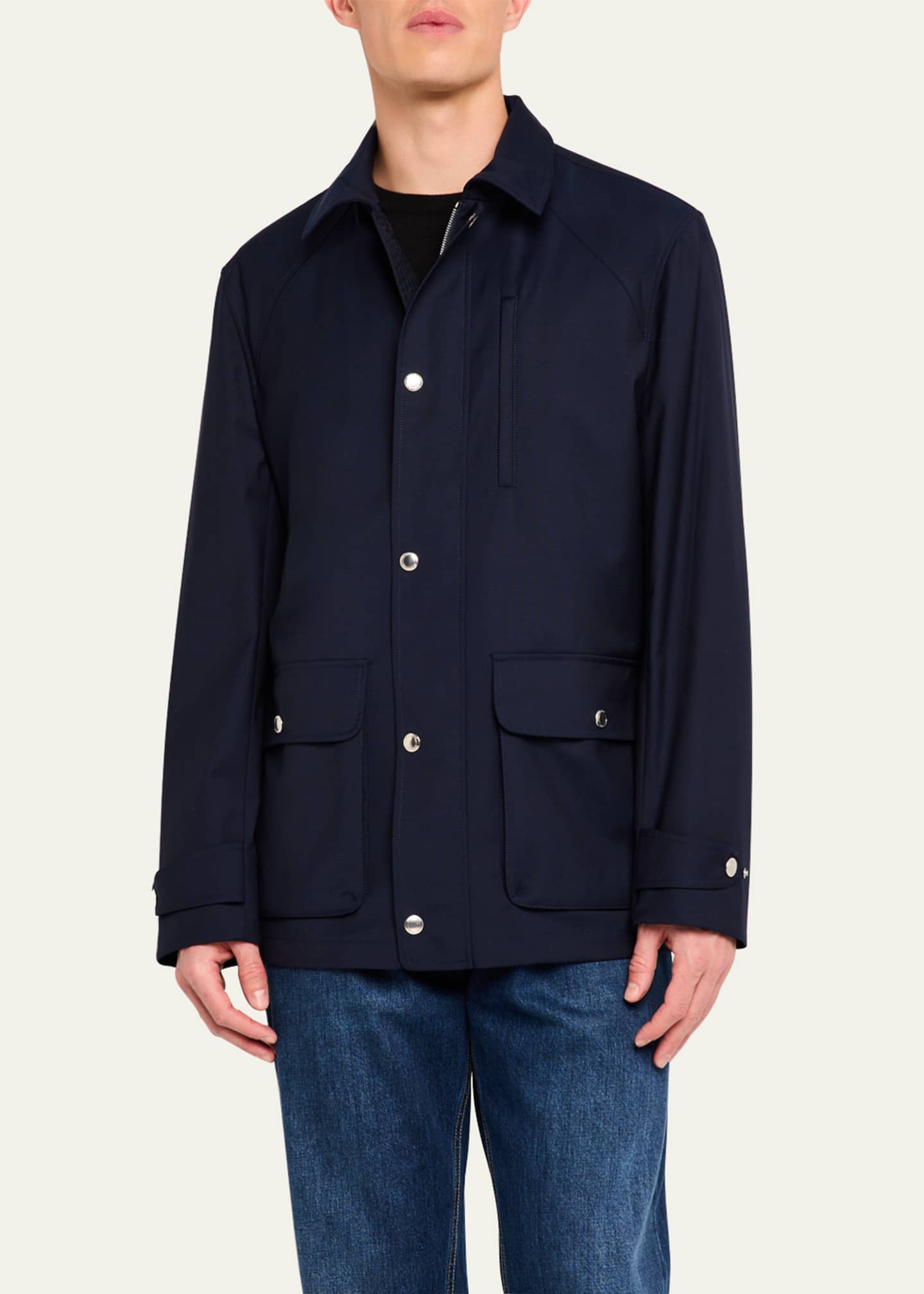 Brunello Cucinelli Men's Wool Full-Zip Travel Jacket Image 4 of 5