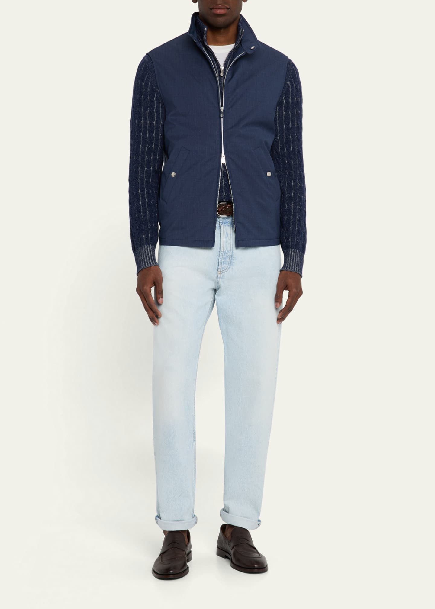 Brunello Cucinelli Men's Wool Full-Zip Vest Image 2 of 5