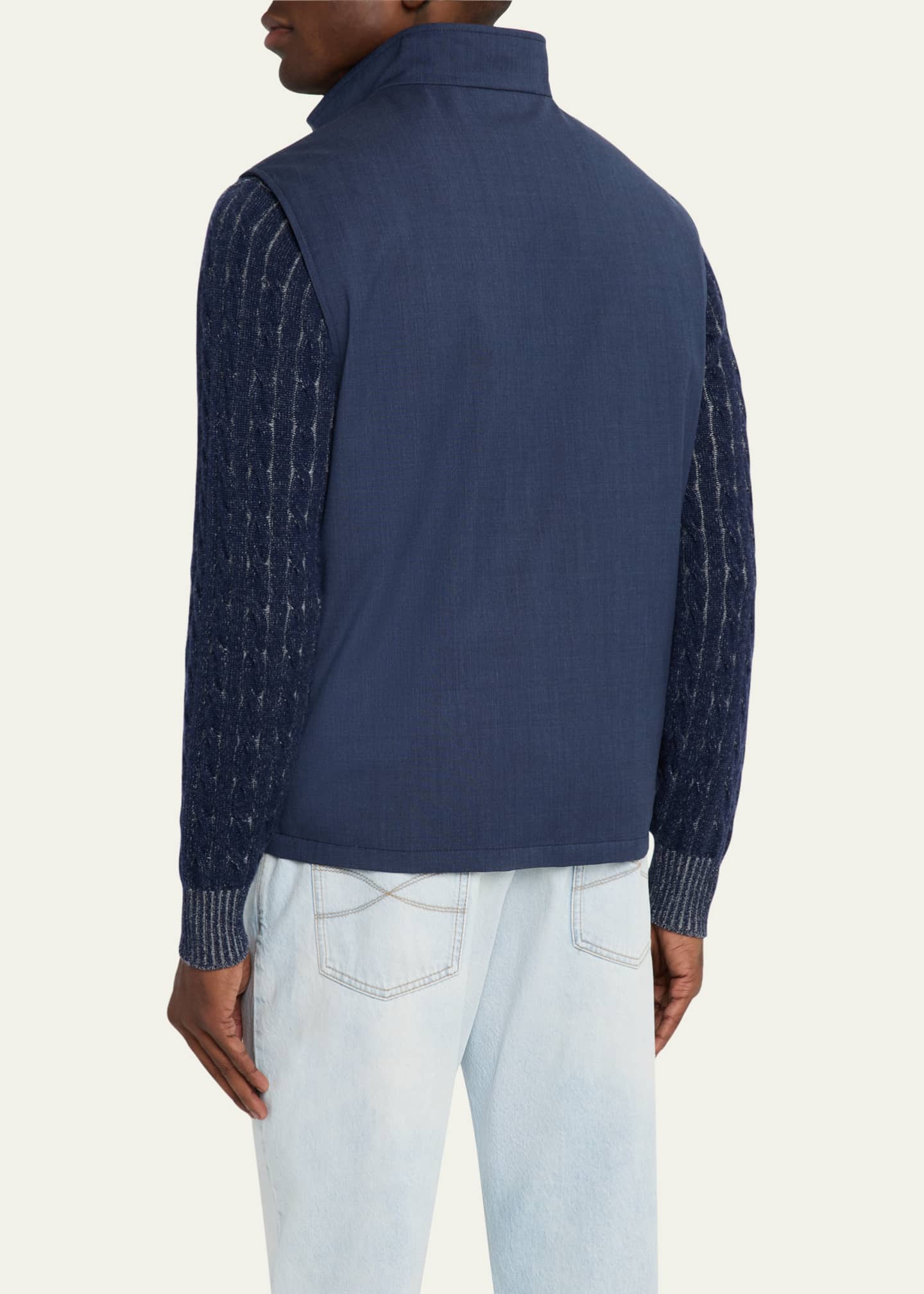 Brunello Cucinelli Men's Wool Full-Zip Vest Image 3 of 5