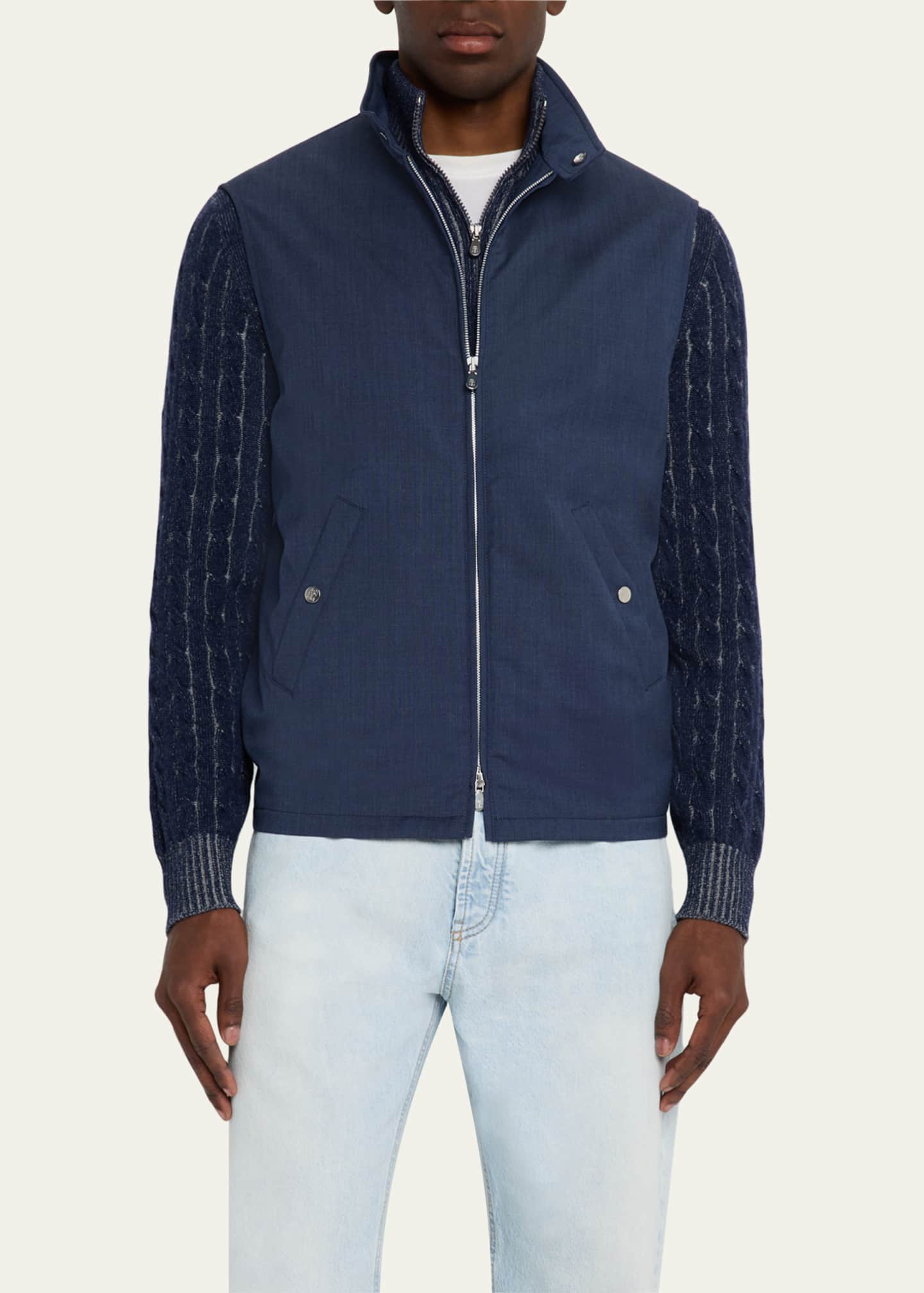 Brunello Cucinelli Men's Wool Full-Zip Vest Image 4 of 5