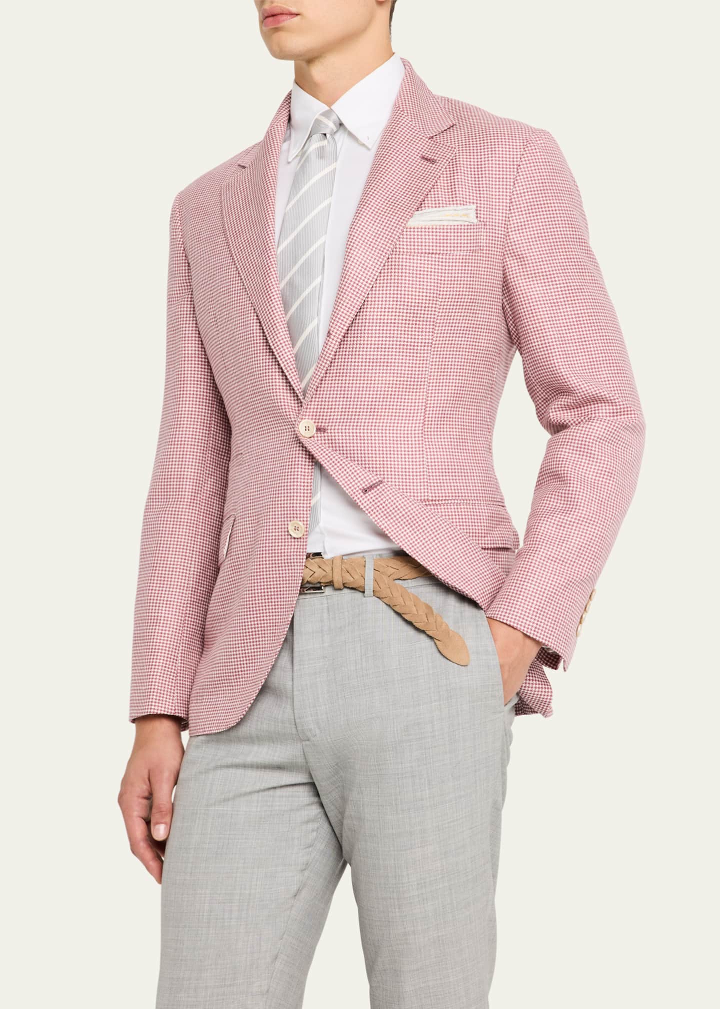 Brunello Cucinelli Men's Houndstooth Single-Breasted Sport Coat Image 4 of 8
