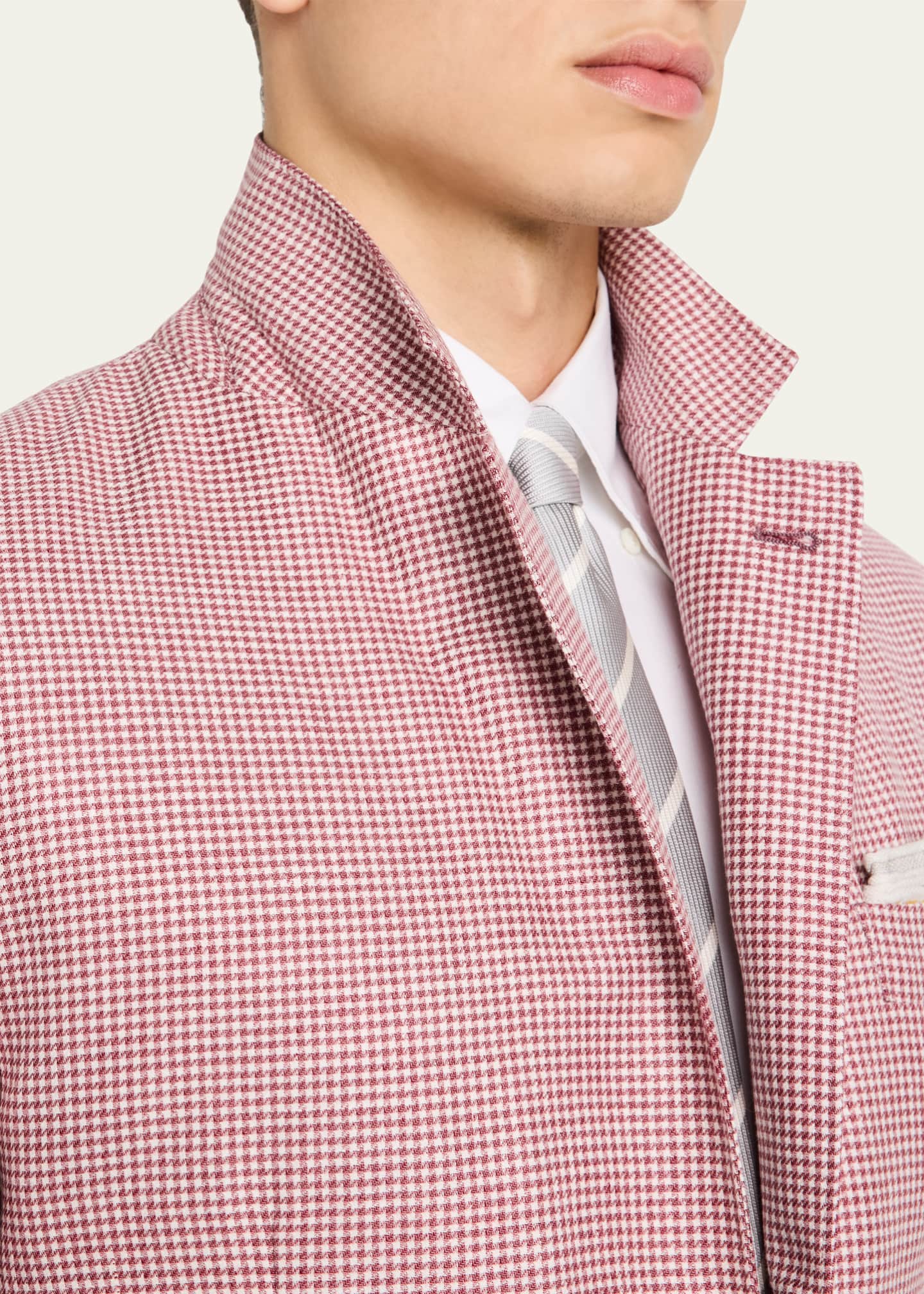 Brunello Cucinelli Men's Houndstooth Single-Breasted Sport Coat Image 7 of 8