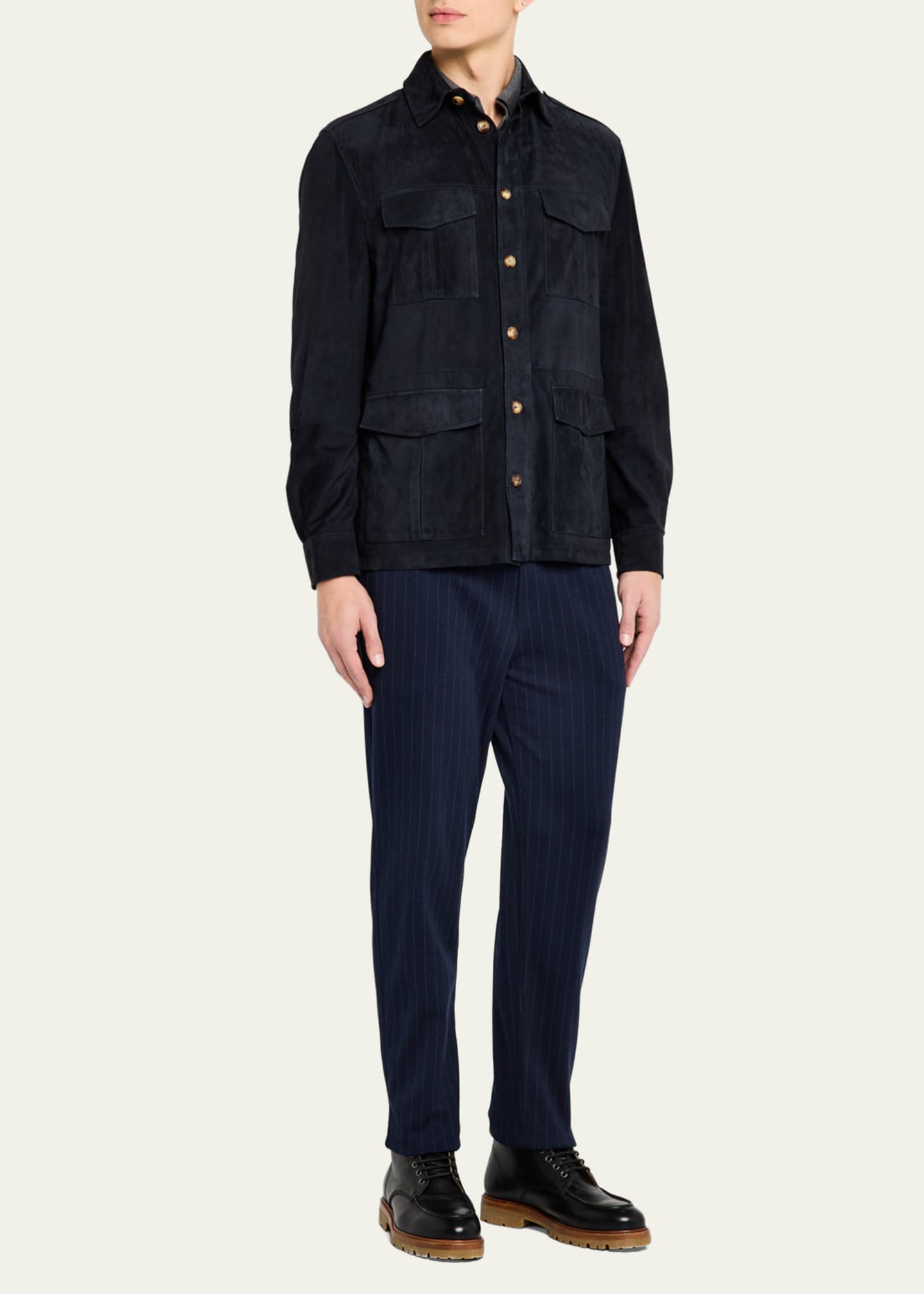 Brunello Cucinelli Men's Suede Field Jacket Image 2 of 4