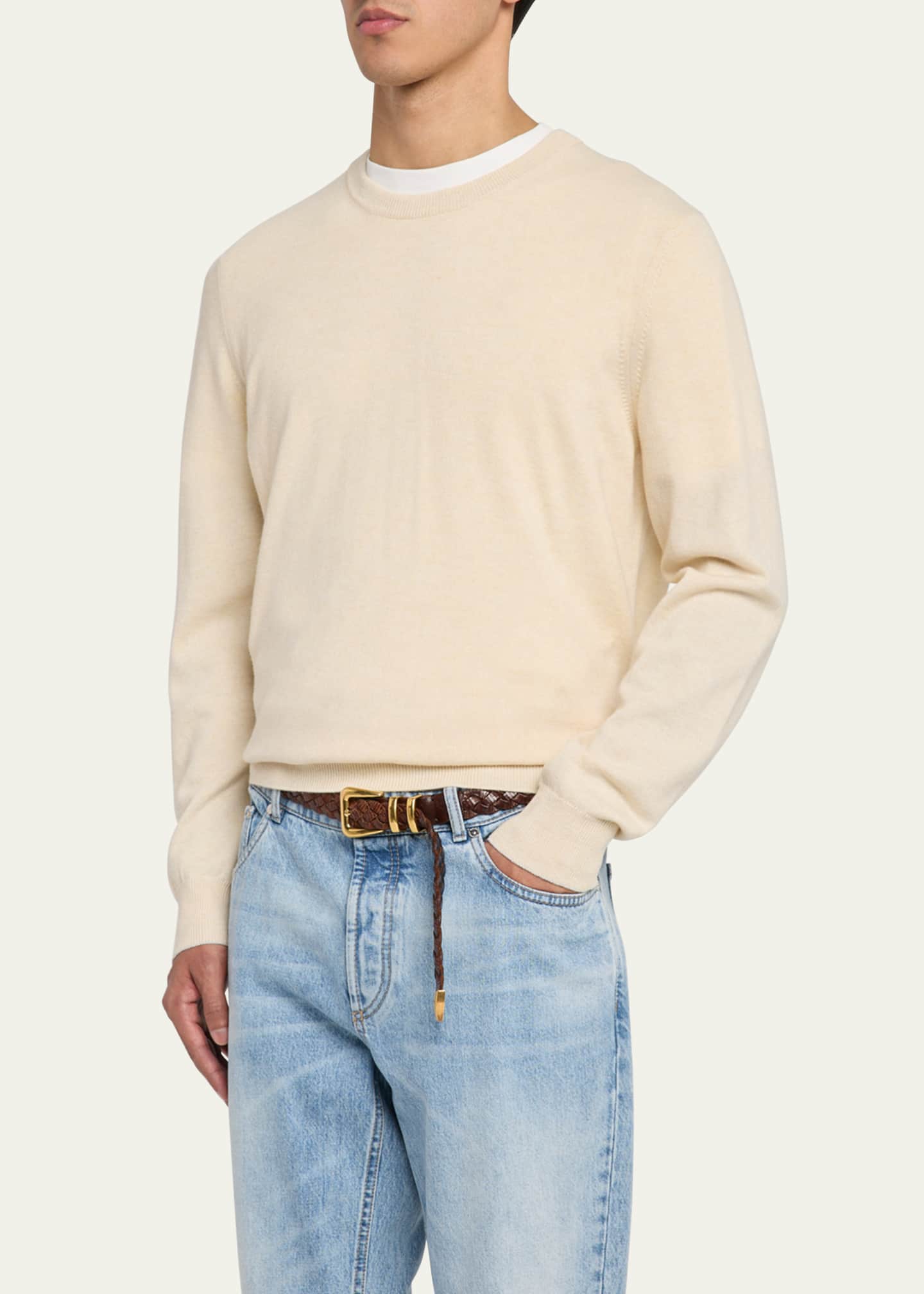 Brunello Cucinelli Men's Cashmere Crewneck Sweater Image 4 of 5
