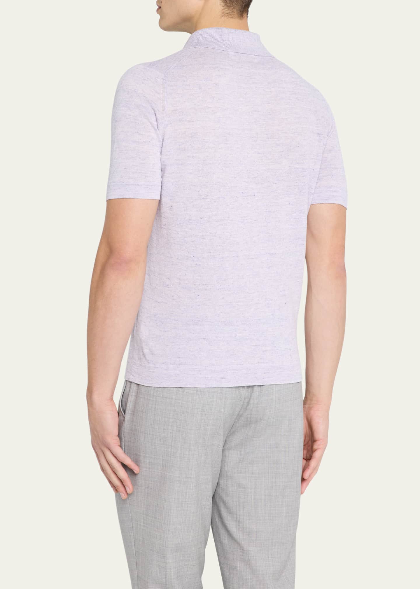Brunello Cucinelli Men's Linen and Cotton Polo Shirt Image 3 of 5