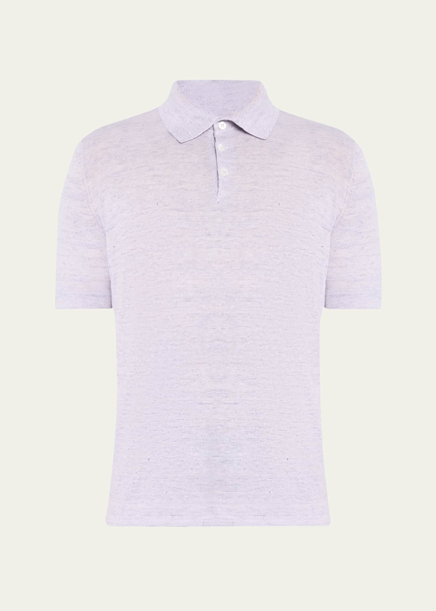 Brunello Cucinelli Men's Linen and Cotton Polo Shirt Image 1 of 5