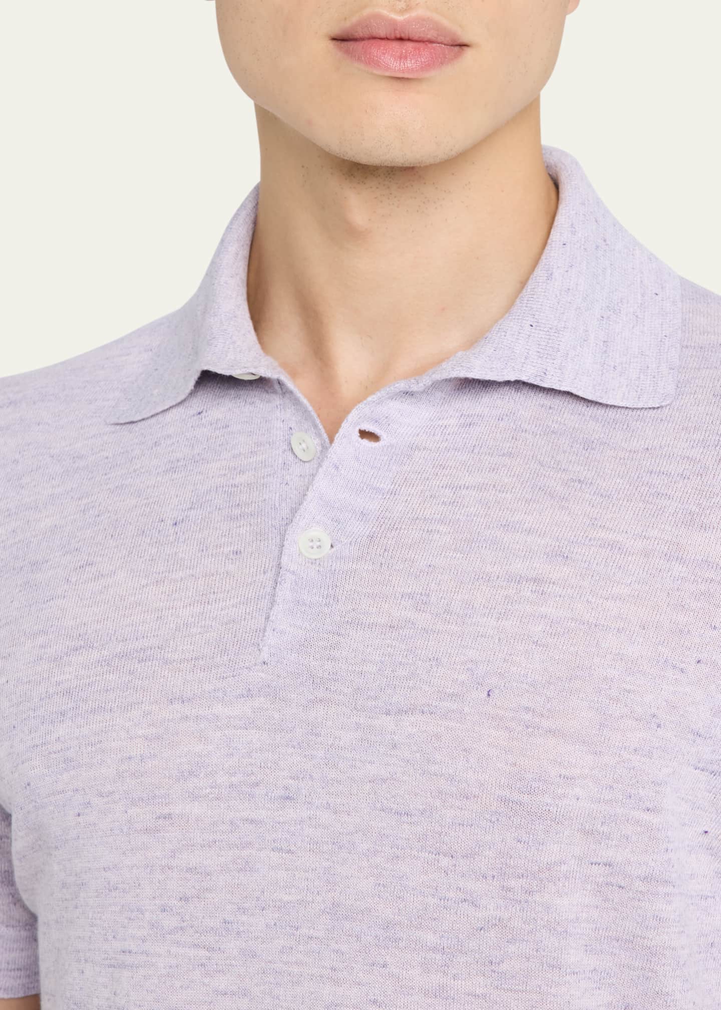 Brunello Cucinelli Men's Linen and Cotton Polo Shirt Image 5 of 5