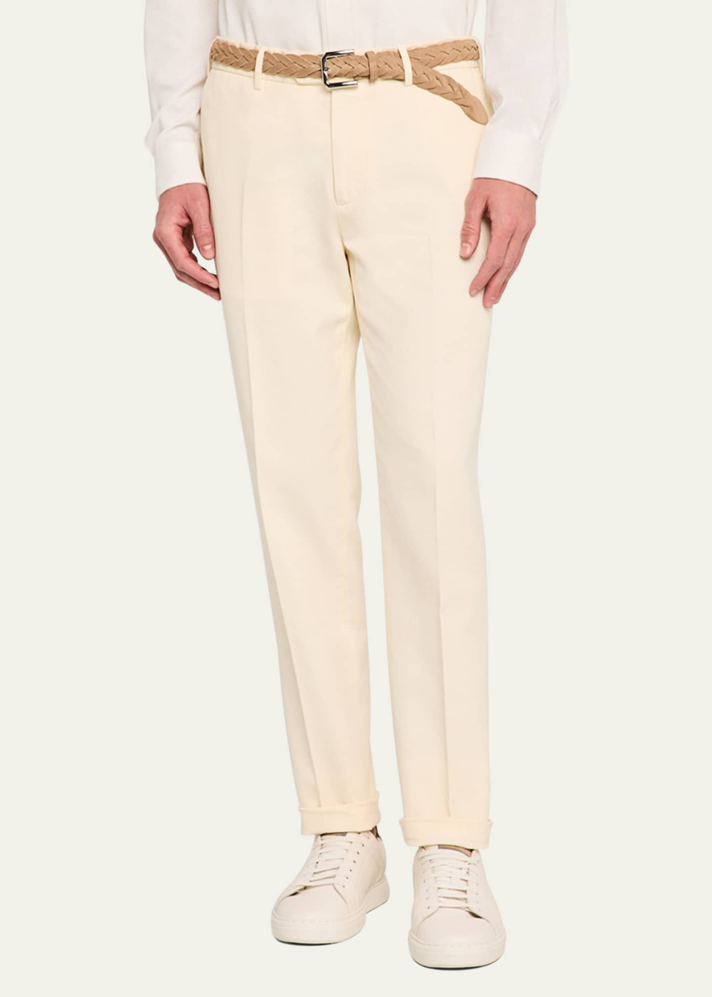Brunello Cucinelli Men's Slim Flat-Front Pants Image 4 of 5