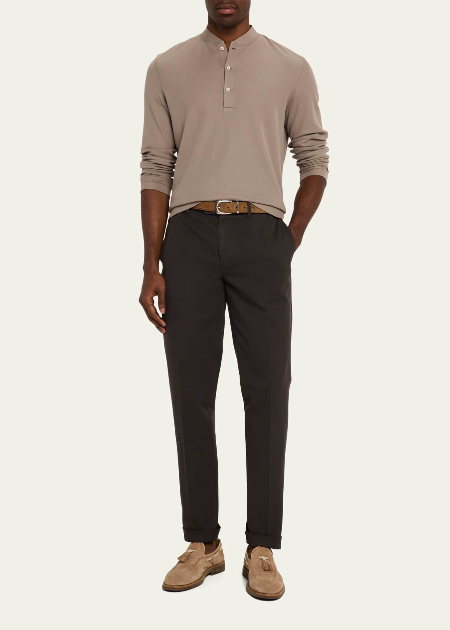 Brunello Cucinelli Men's Slim Flat-Front Pants Image 2 of 5