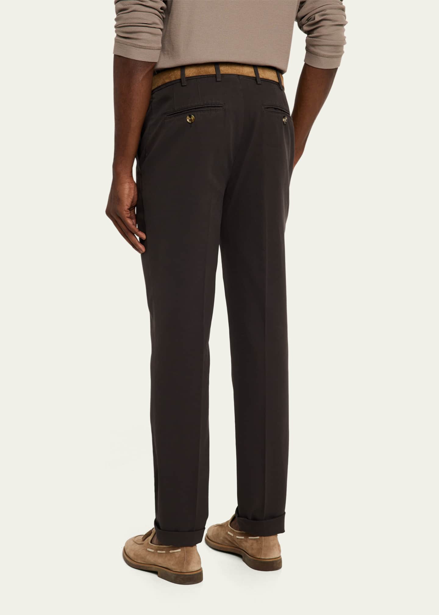 Brunello Cucinelli Men's Slim Flat-Front Pants Image 3 of 5