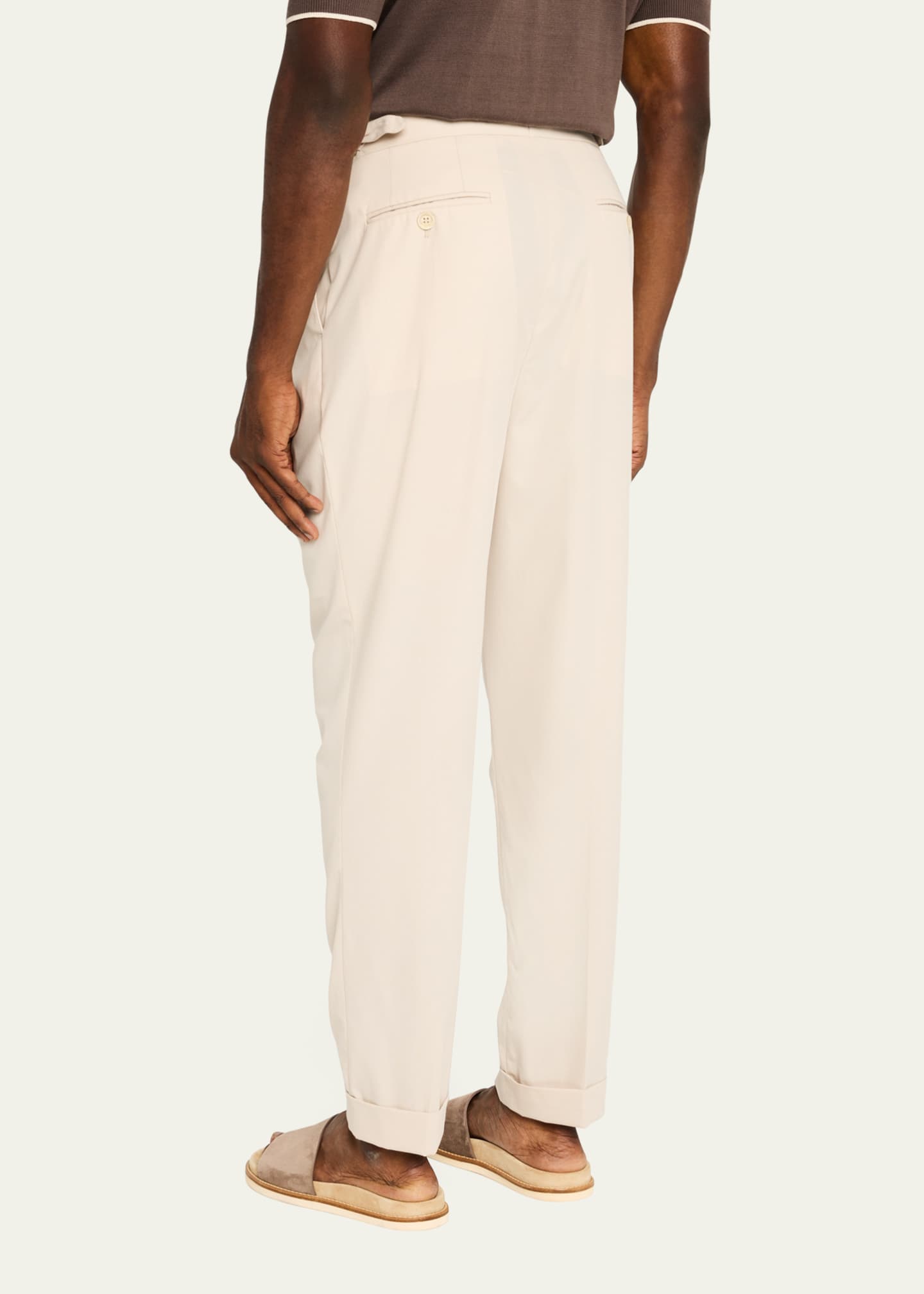Brunello Cucinelli Men's Cotton Double-Pleated Pants Image 3 of 5