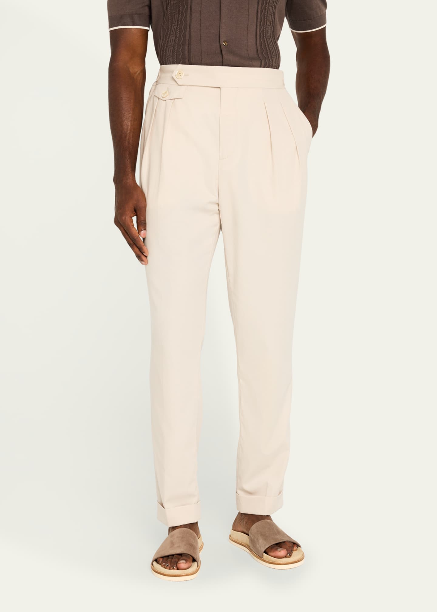 Brunello Cucinelli Men's Cotton Double-Pleated Pants Image 4 of 5
