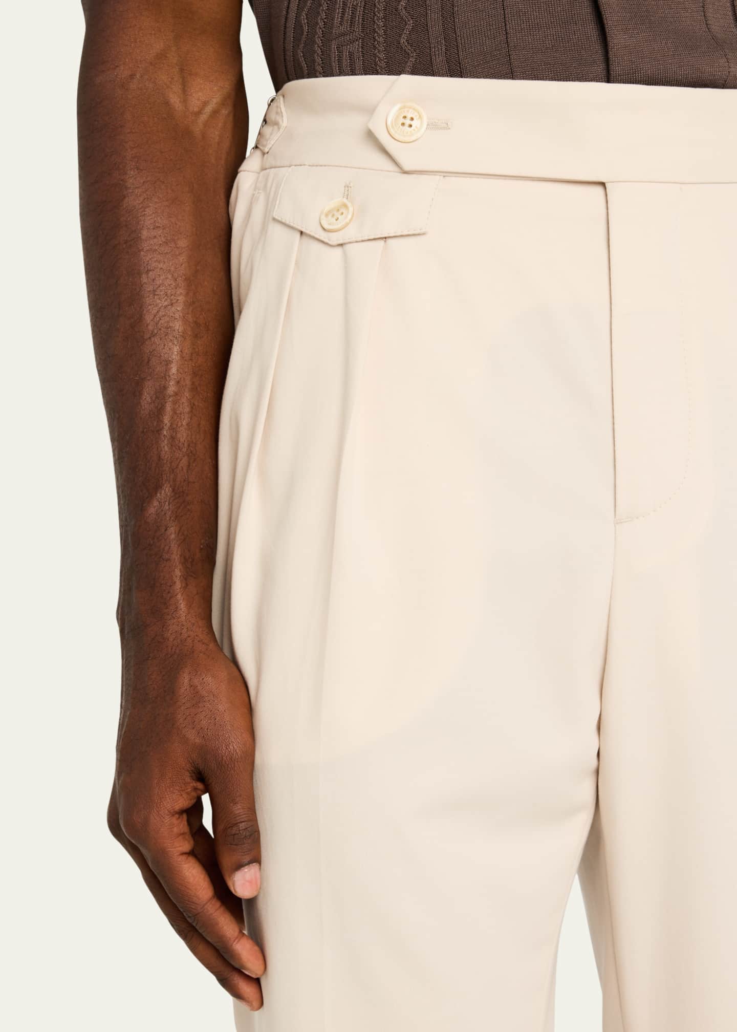 Brunello Cucinelli Men's Cotton Double-Pleated Pants Image 5 of 5