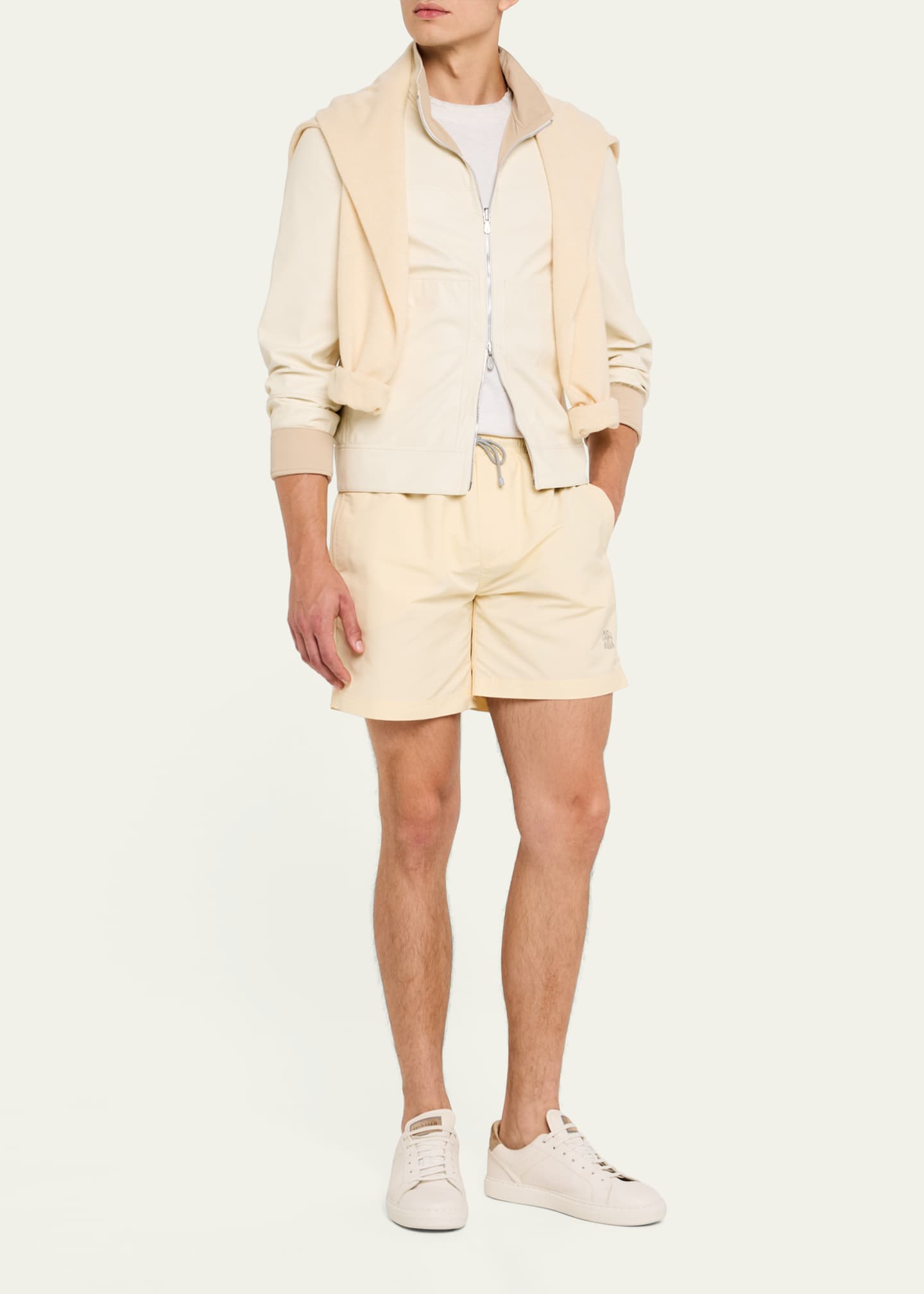 Brunello Cucinelli Men's Solid Swim Trunks Image 2 of 5